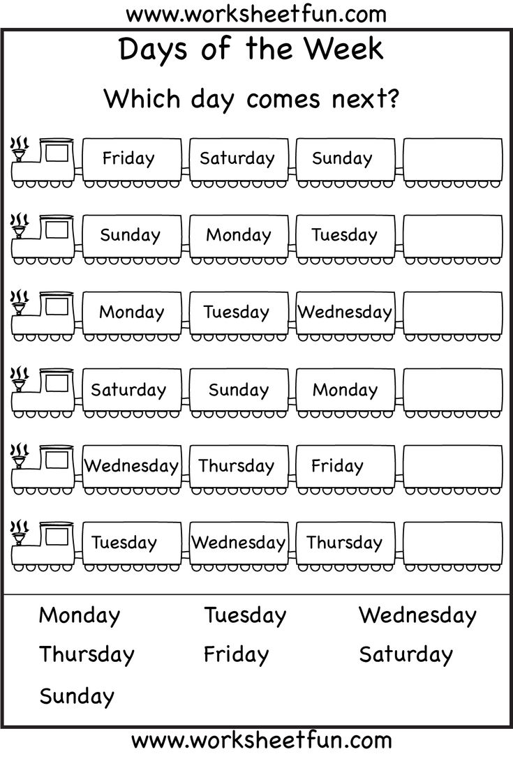 Printable Days Of The Week Worksheets