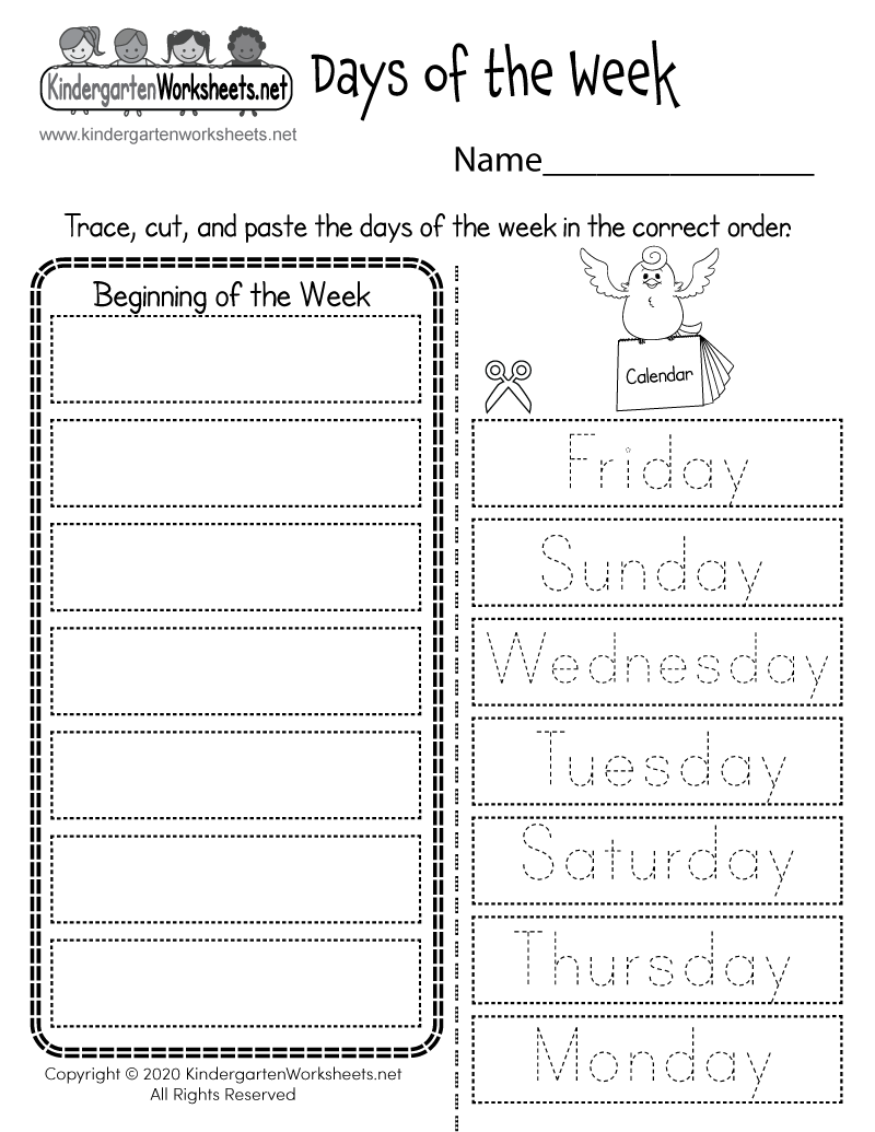 Free Printable Calendar Worksheets For Kids