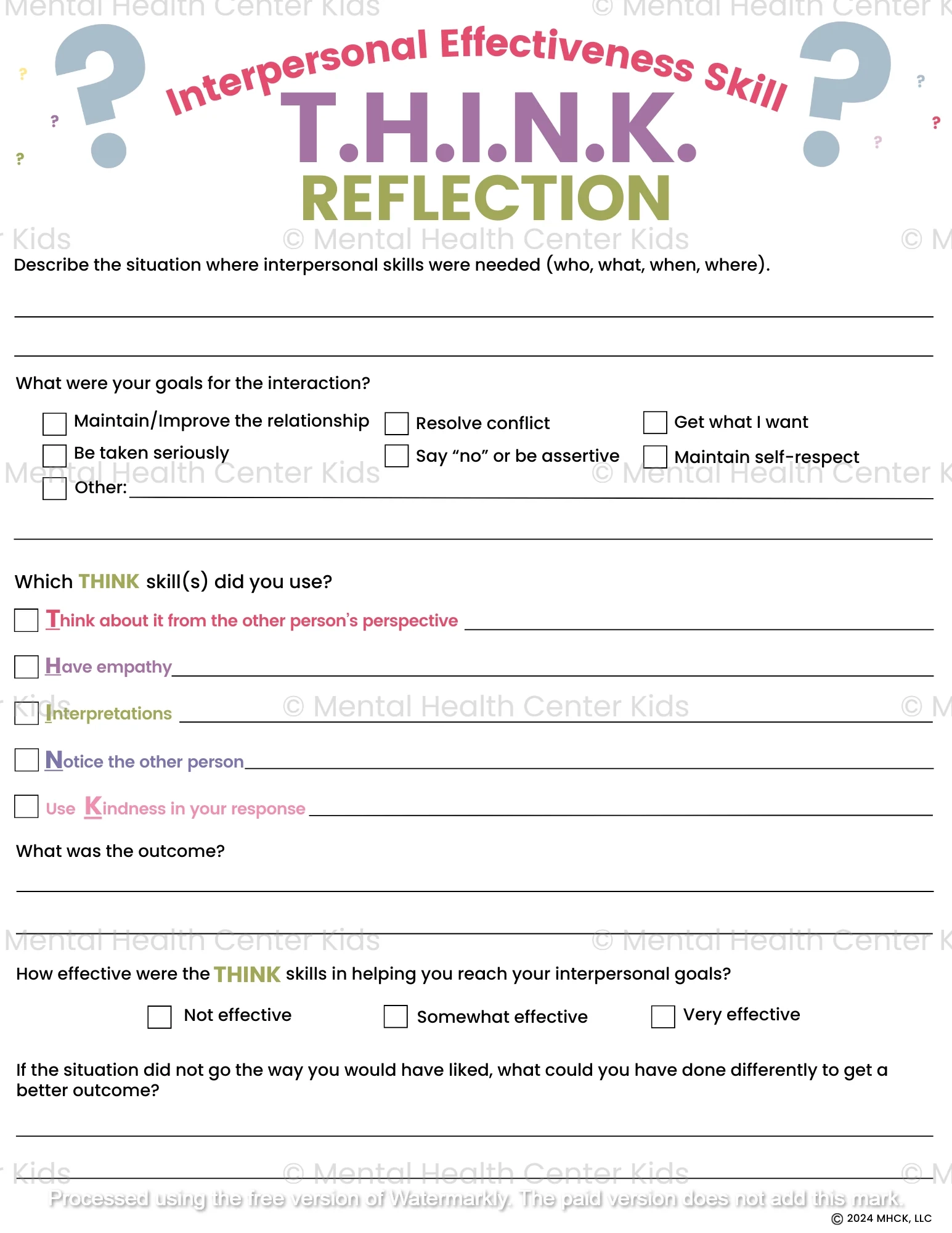 DBT THINK Skill Worksheet