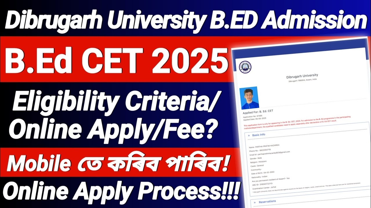 B Ed Application Form 2025 Assam
