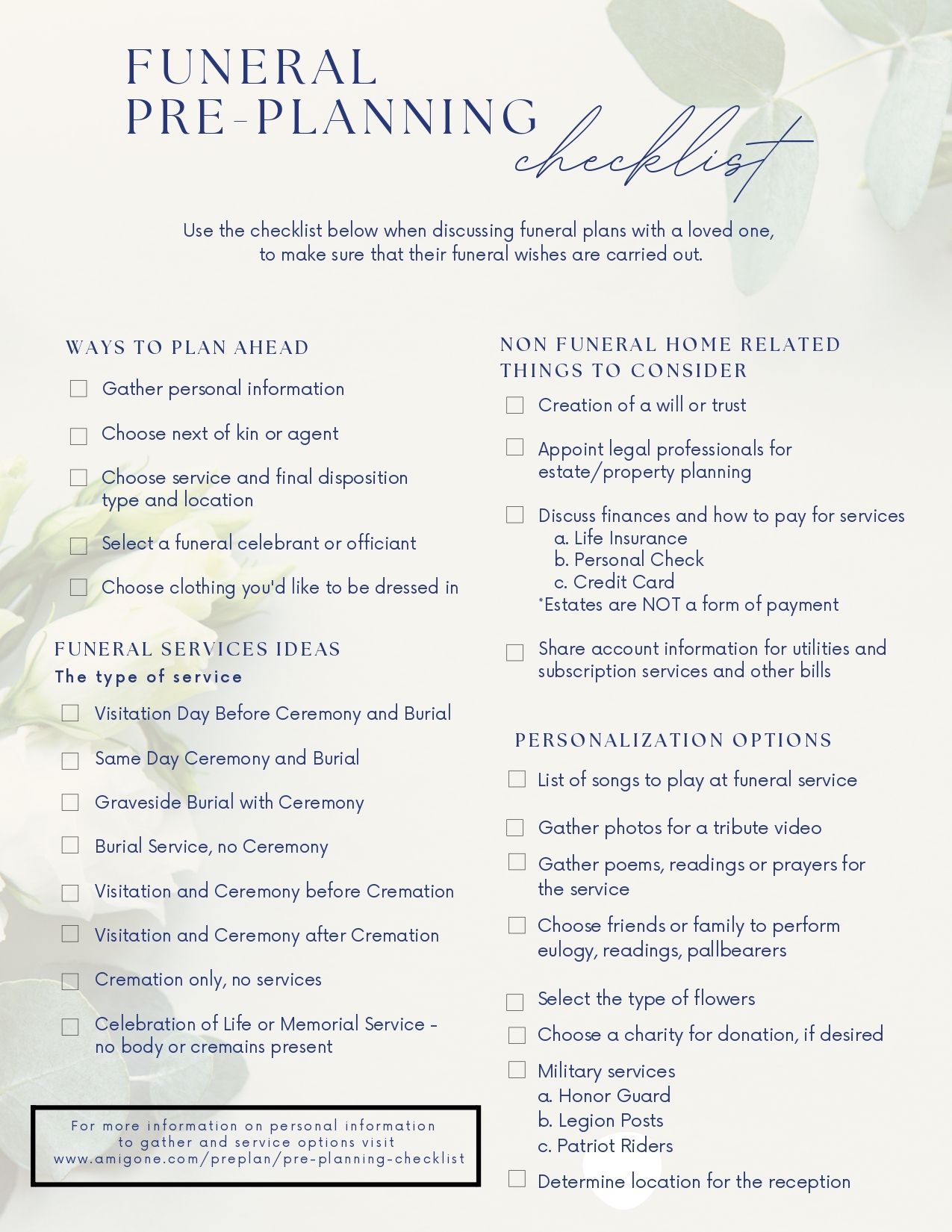 Funeral Planning Guide Printable Form
