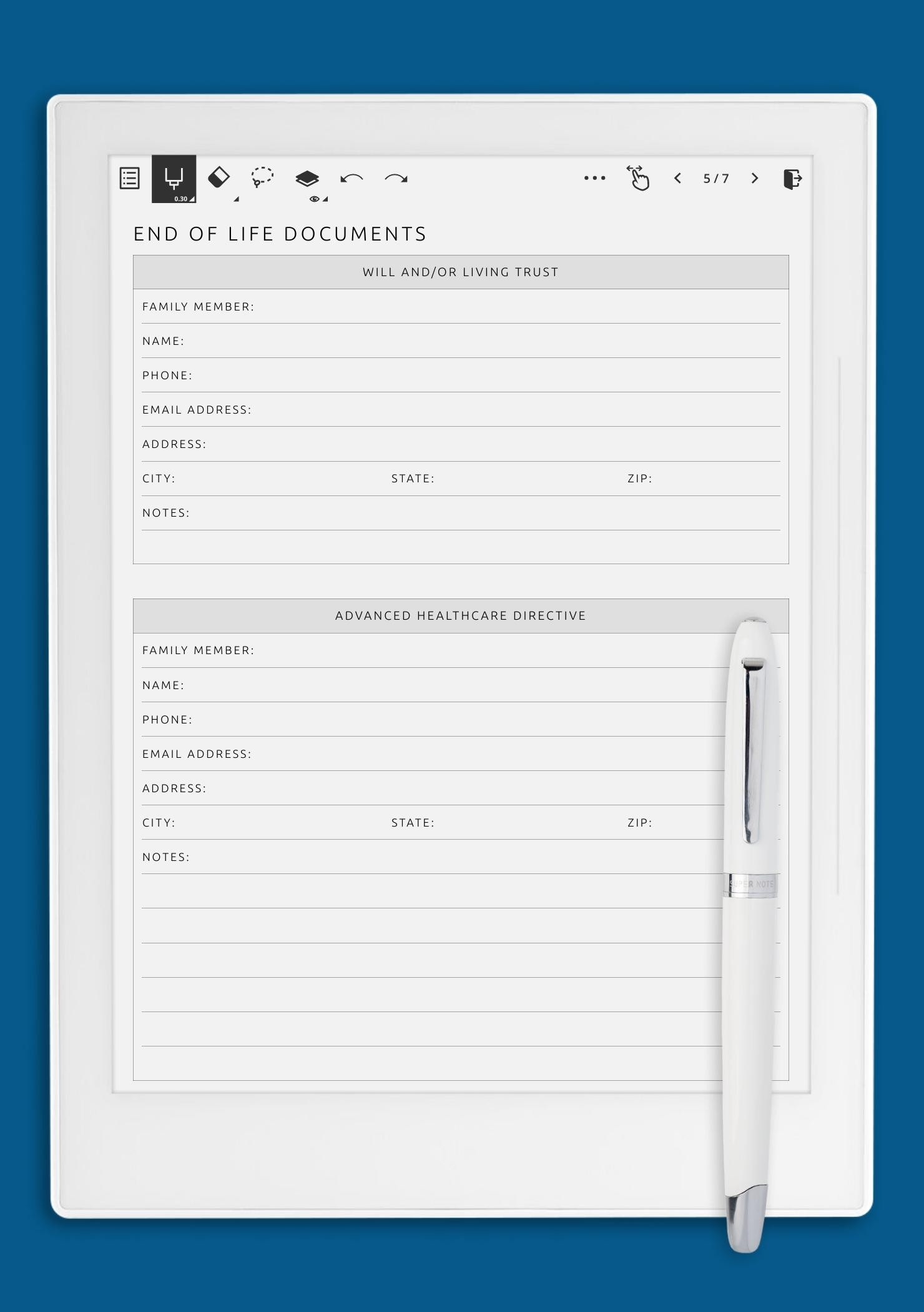 End Of Life Planning Printable Worksheet Free