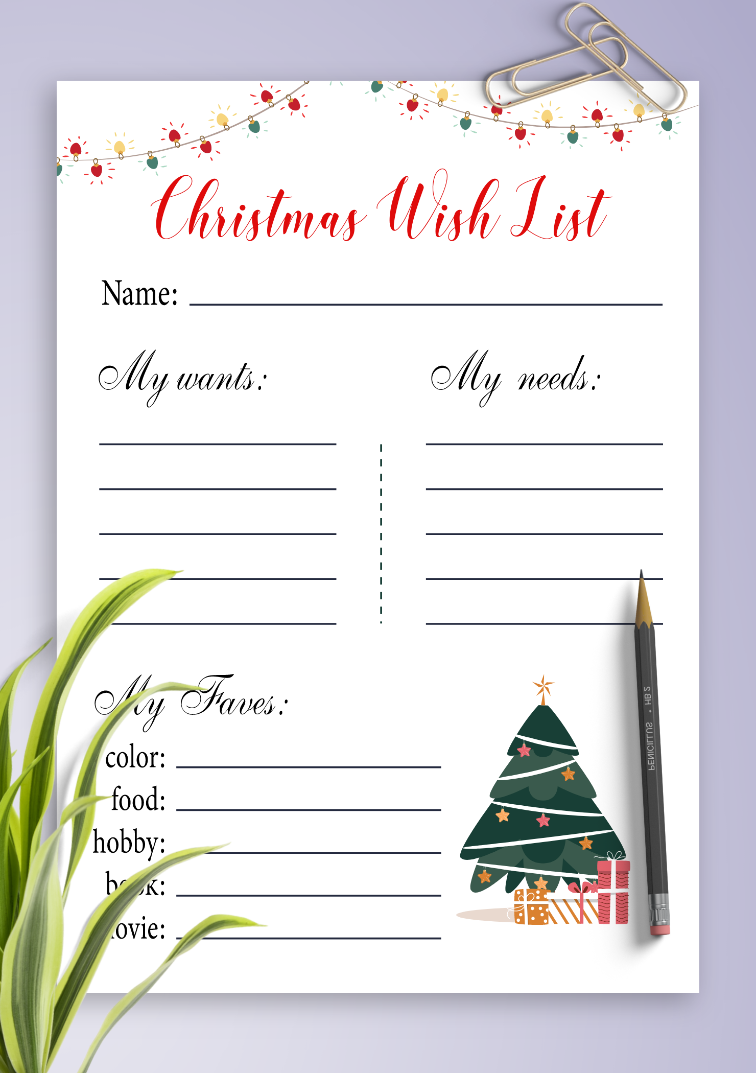 Printable Wish List Template
