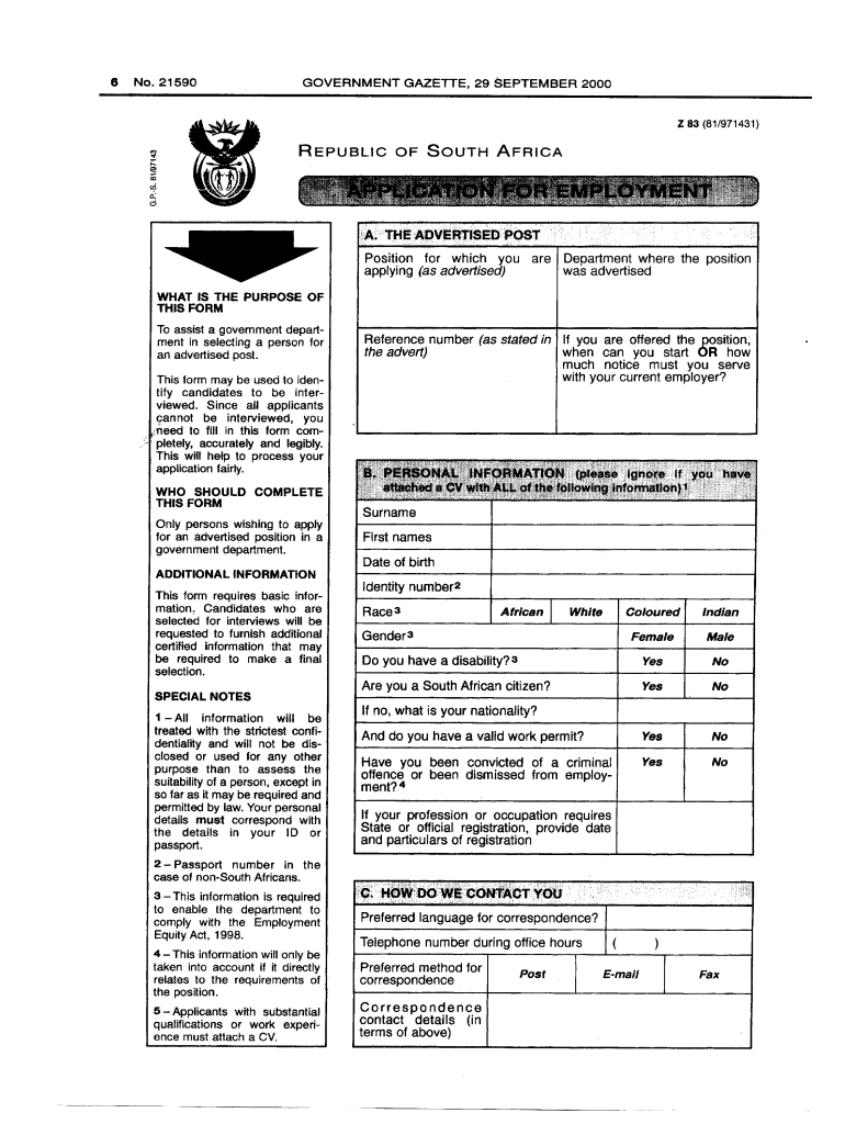 New Z83 Form 2023