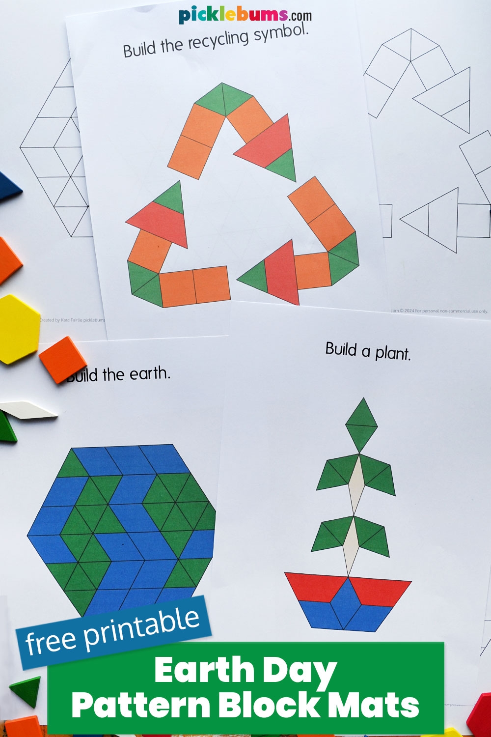 Earth Day Pattern Block Mats Free Printable Picklebums