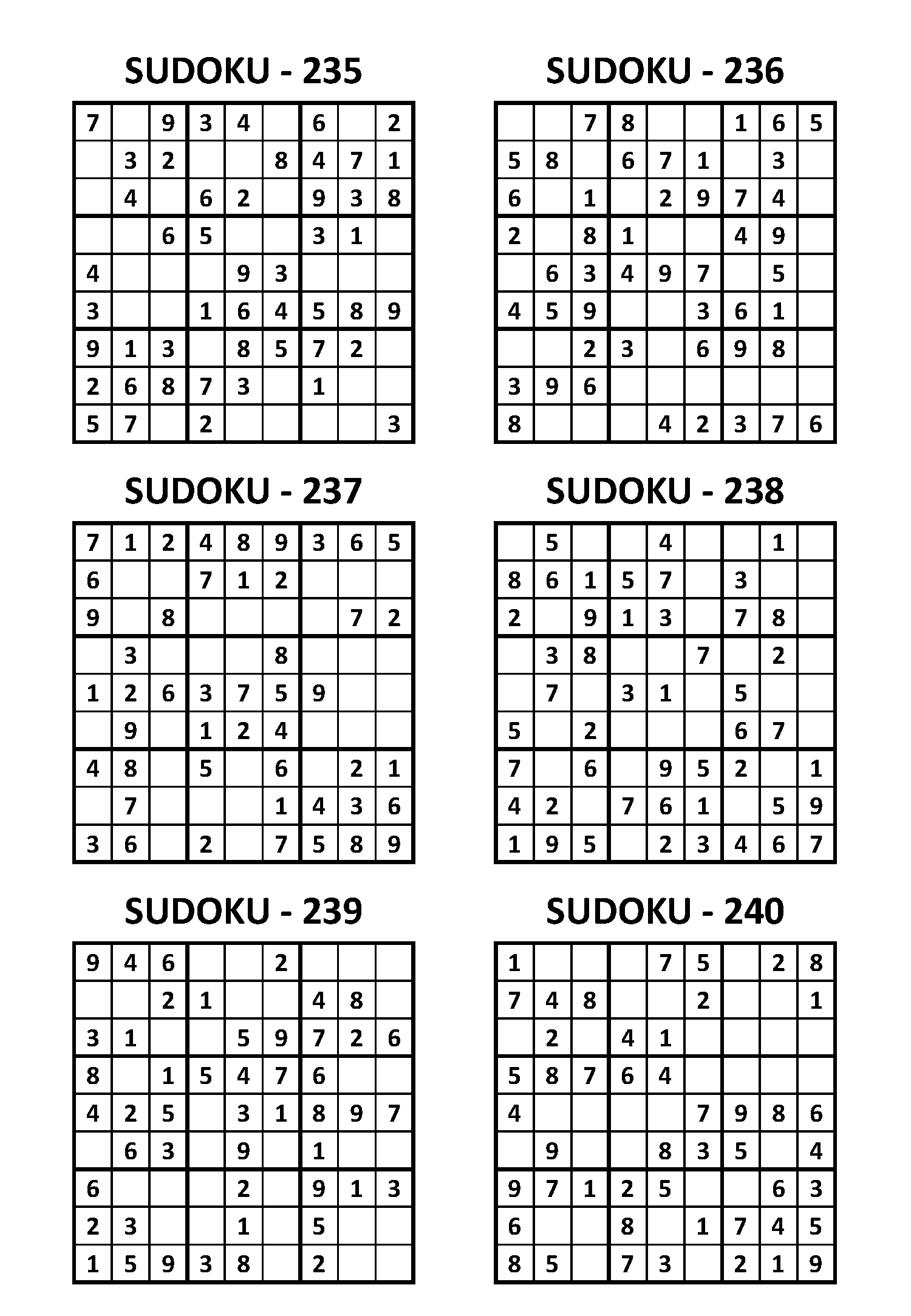 Easy 9x9 Sudoku 240 Puzzles Teaching Resources