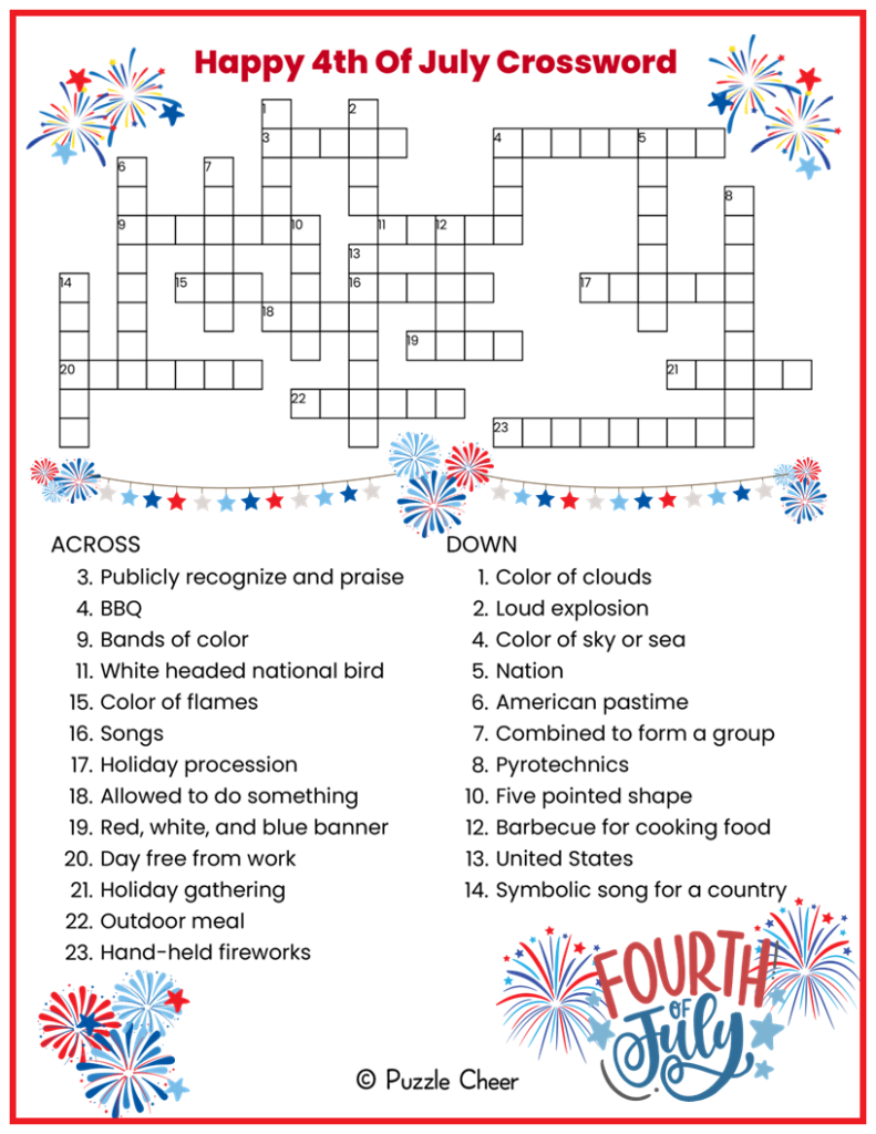Printable Crossword Puzzles July 2025