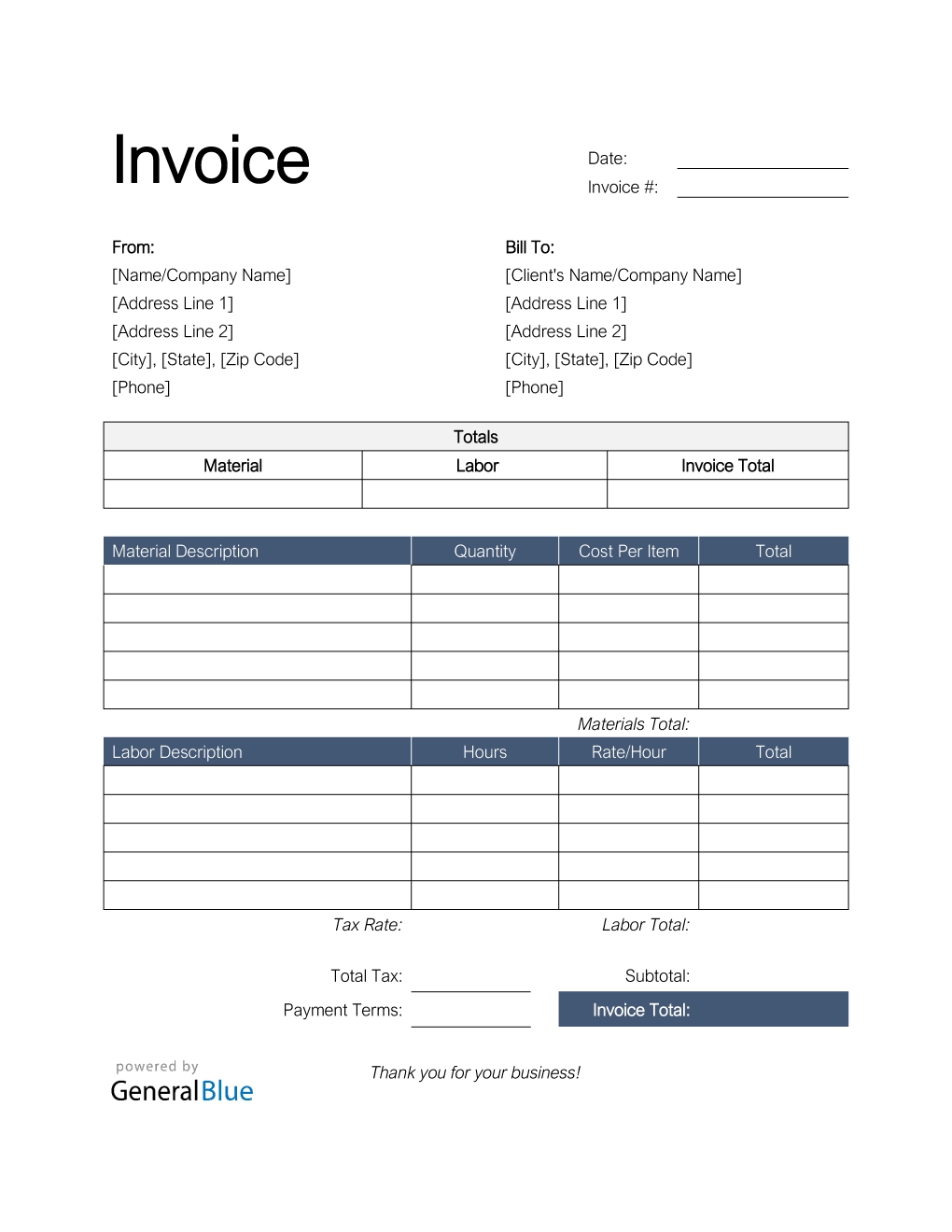 Free Invoice Templates Printable