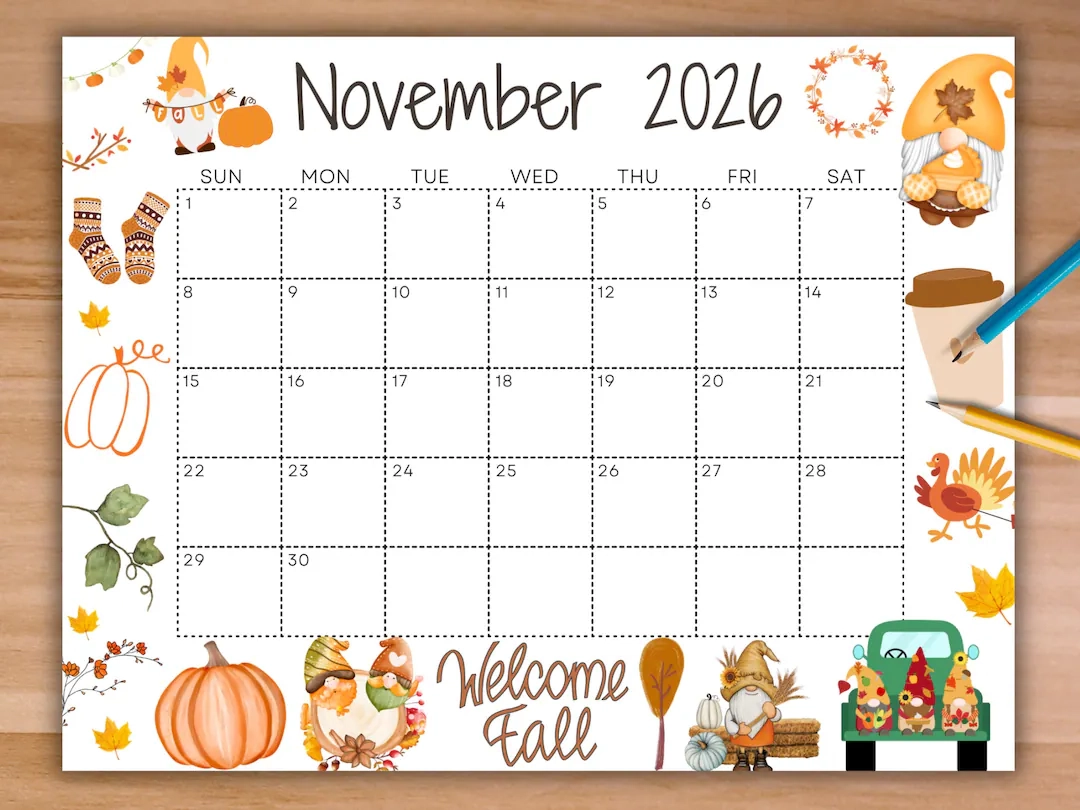 November 2026 Teacher Calendar Printable