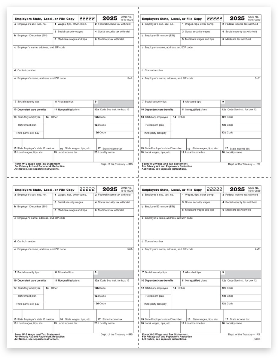 Employer W2 4up Tax Forms Copies 1 amp D Discount Tax Forms