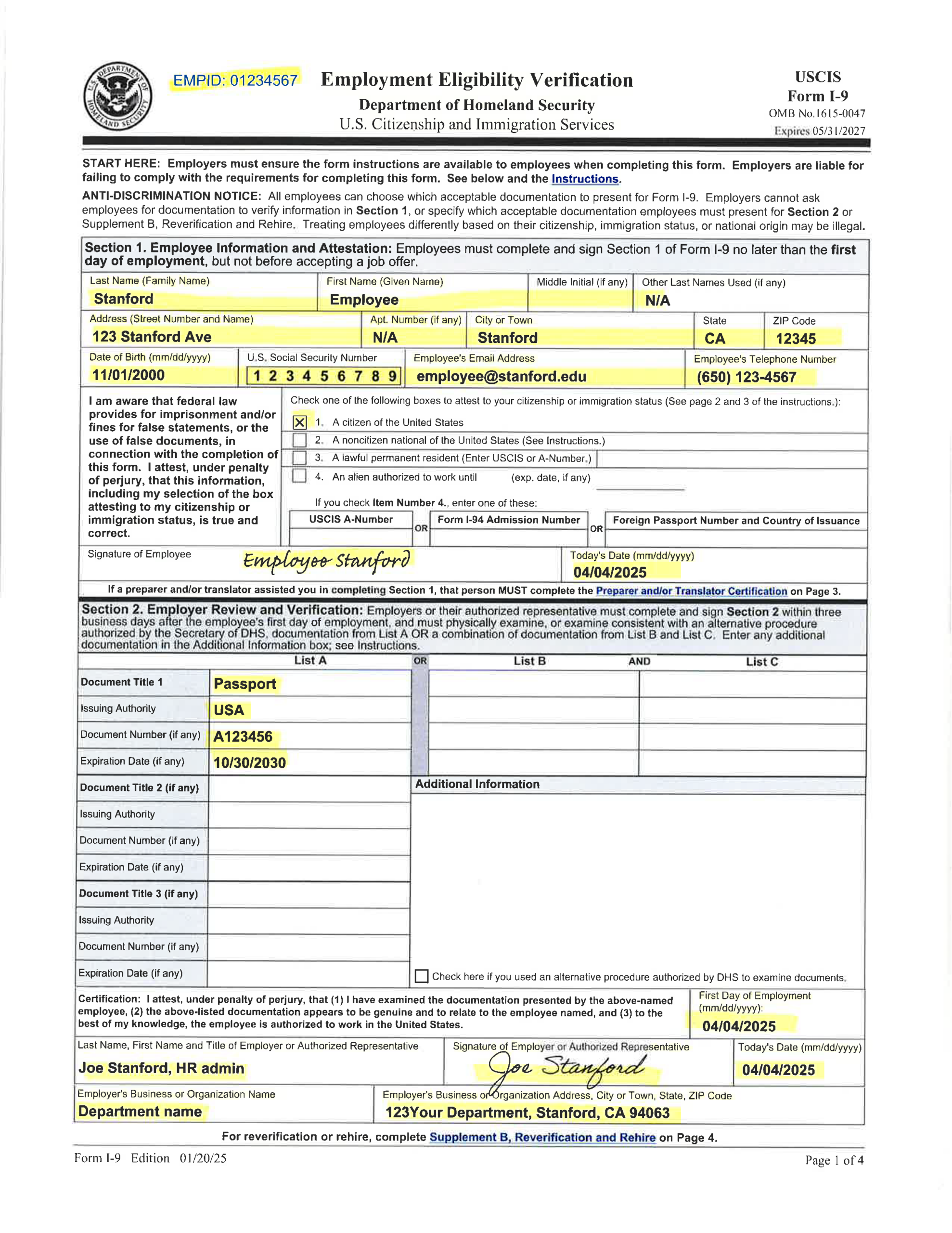 Printable Form I9