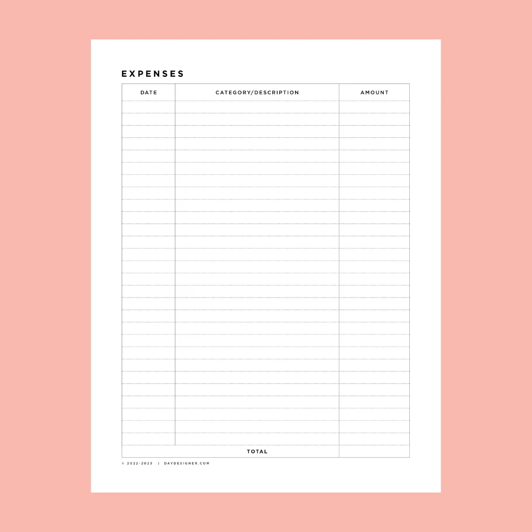 Free Printable Expenses Tracker