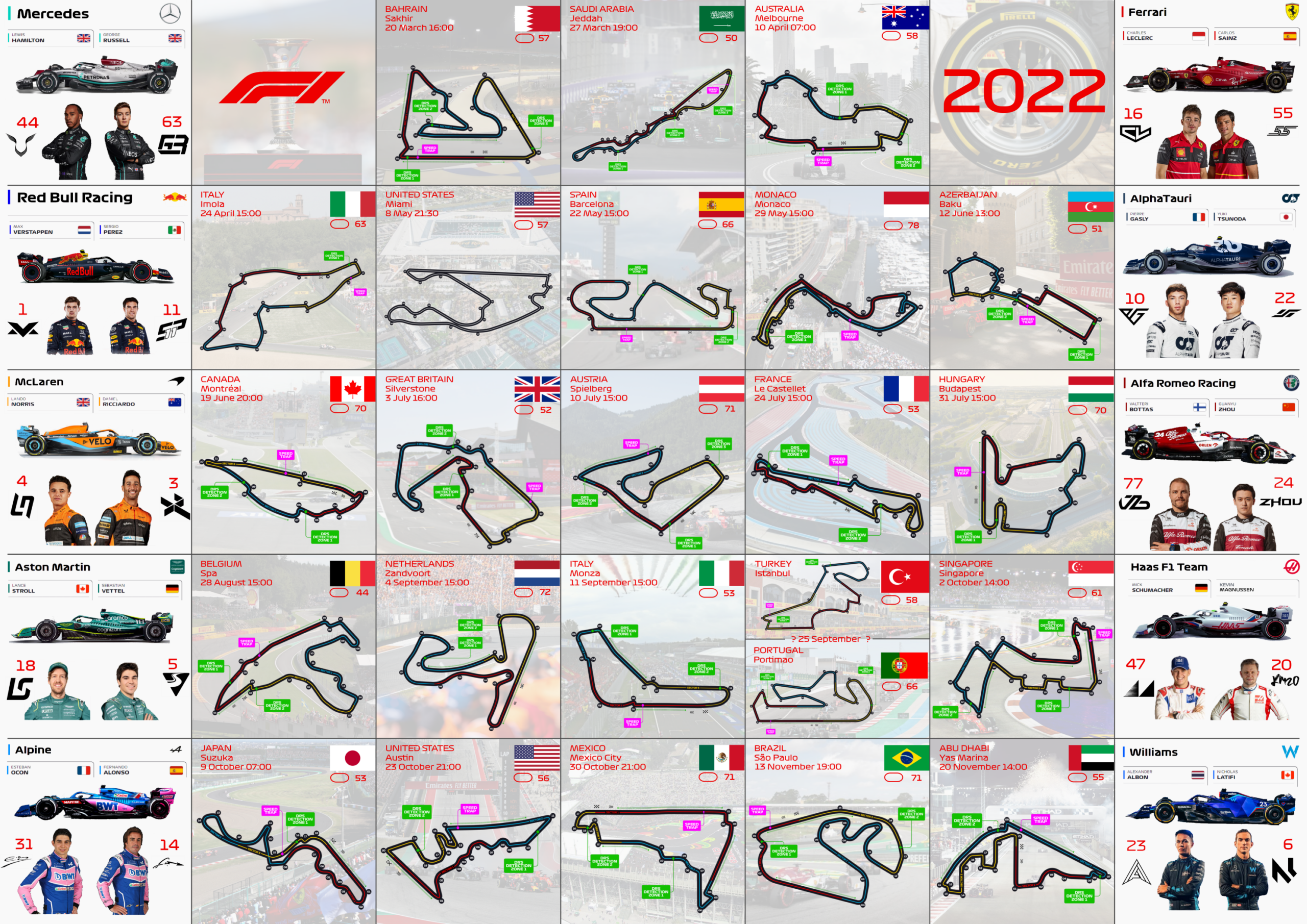 Printable Formula 1 Calendar