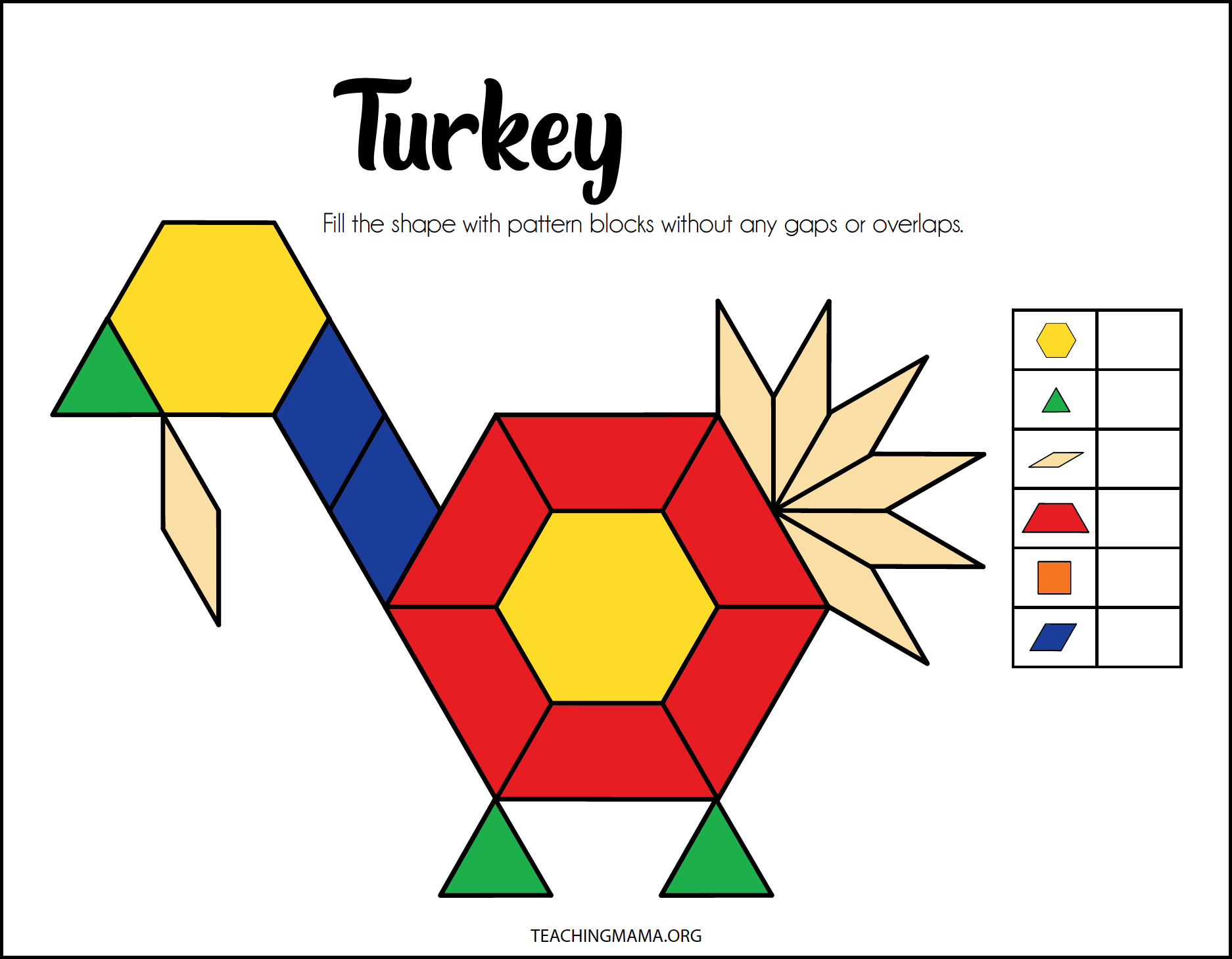 Pattern Block Puzzles Printable