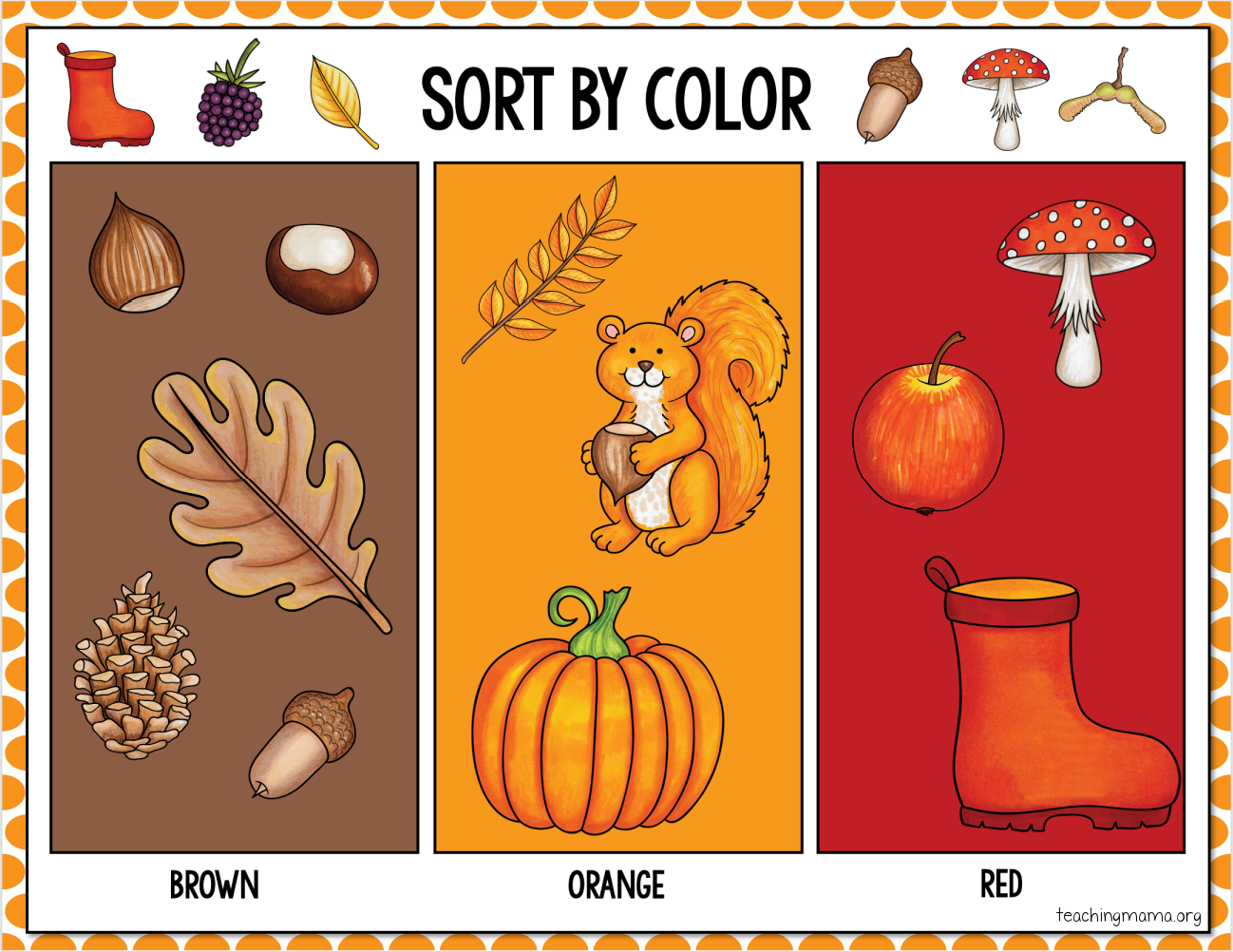 Fall Sorting Activity Free Printable Teaching Mama