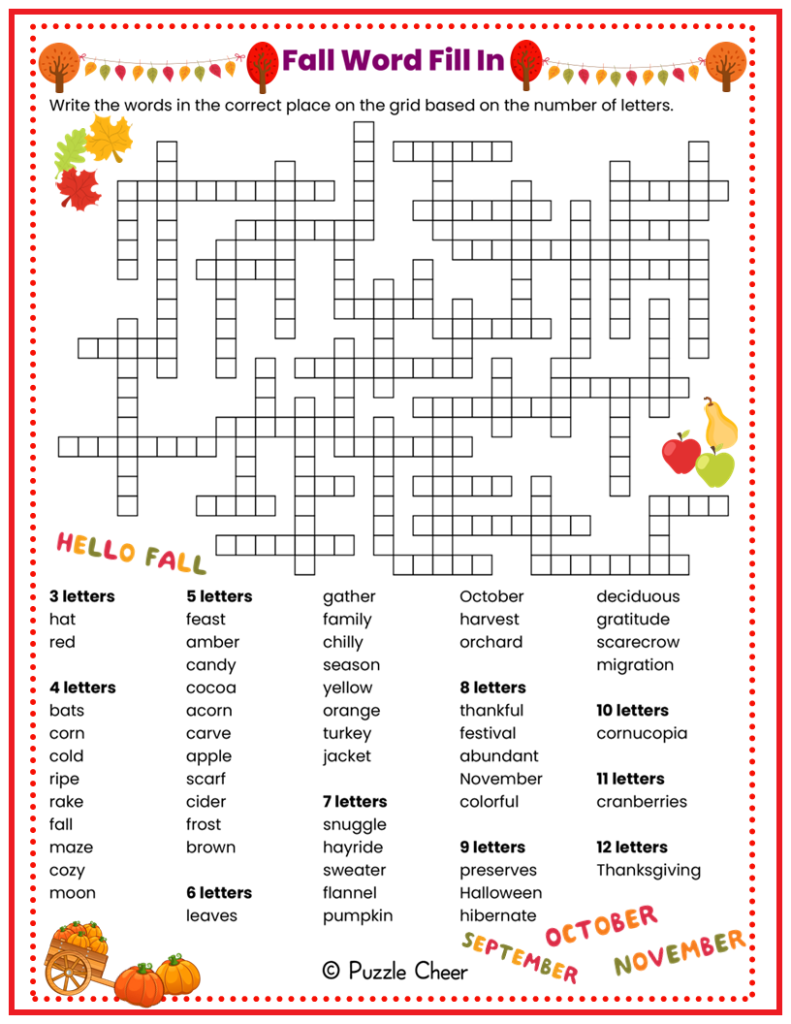 Fill In Puzzles Printable Free