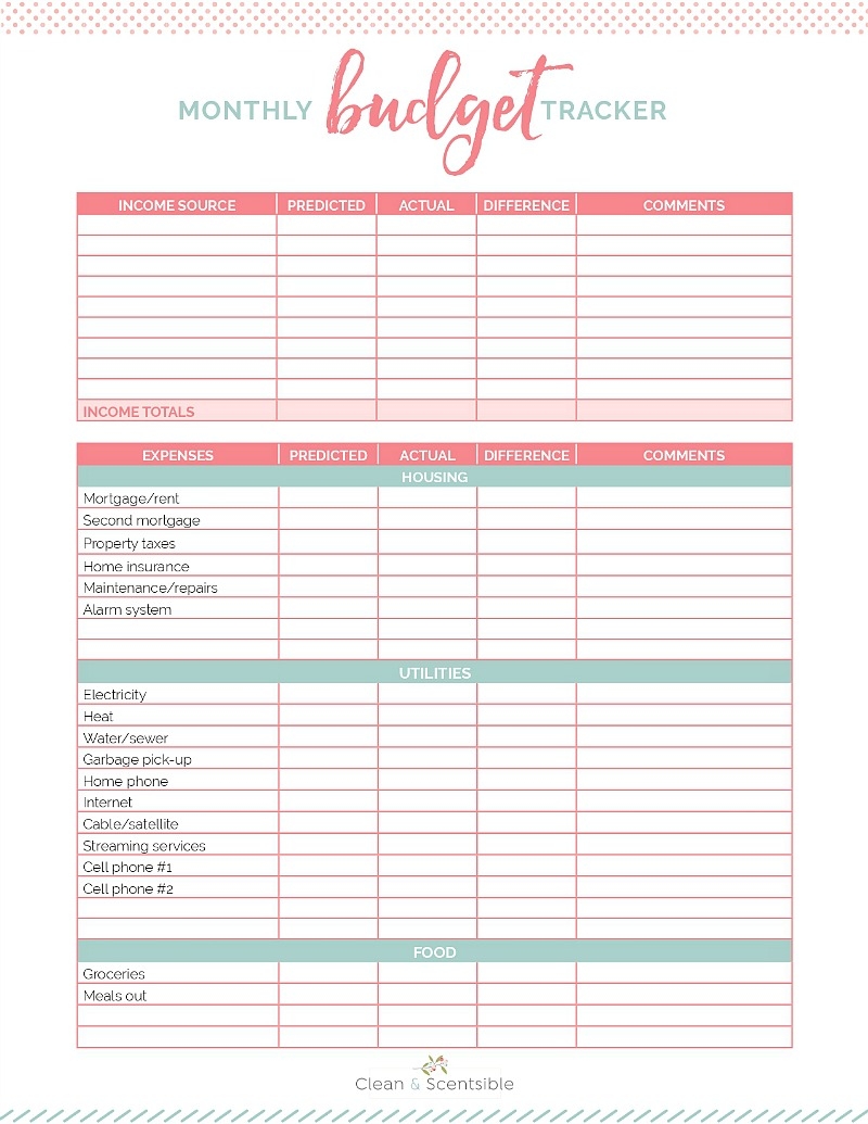 Printable Budgeting Worksheets For Families
