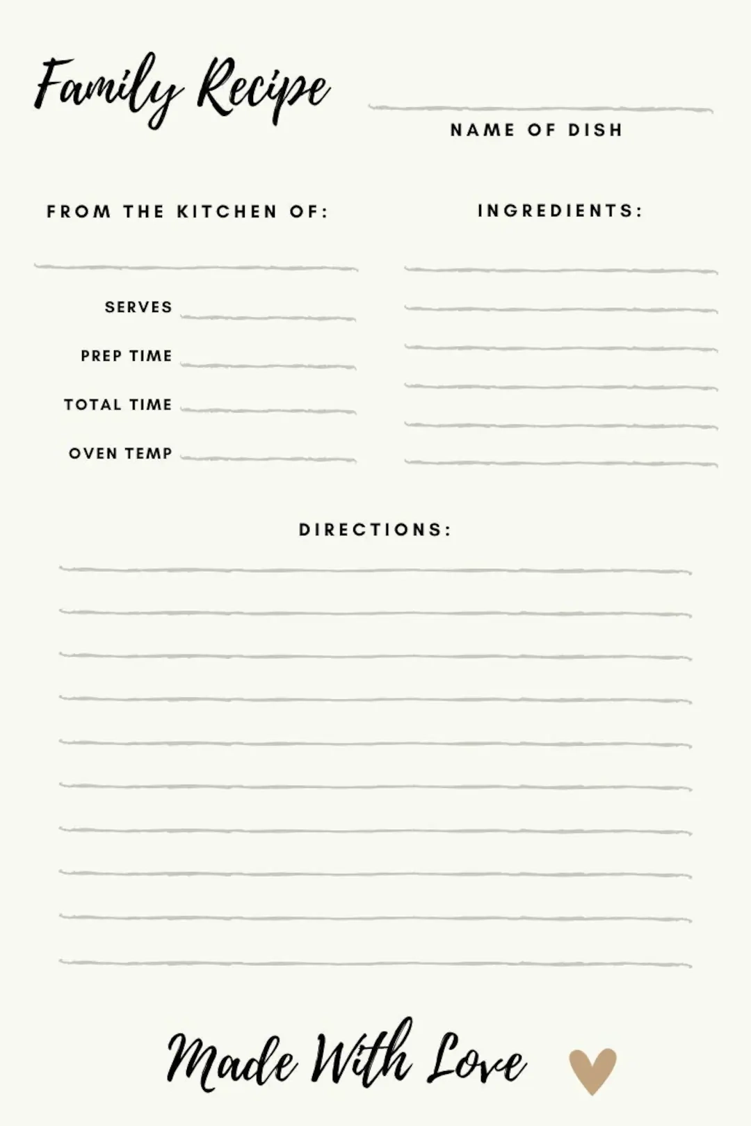 Recipe Book Template Printable