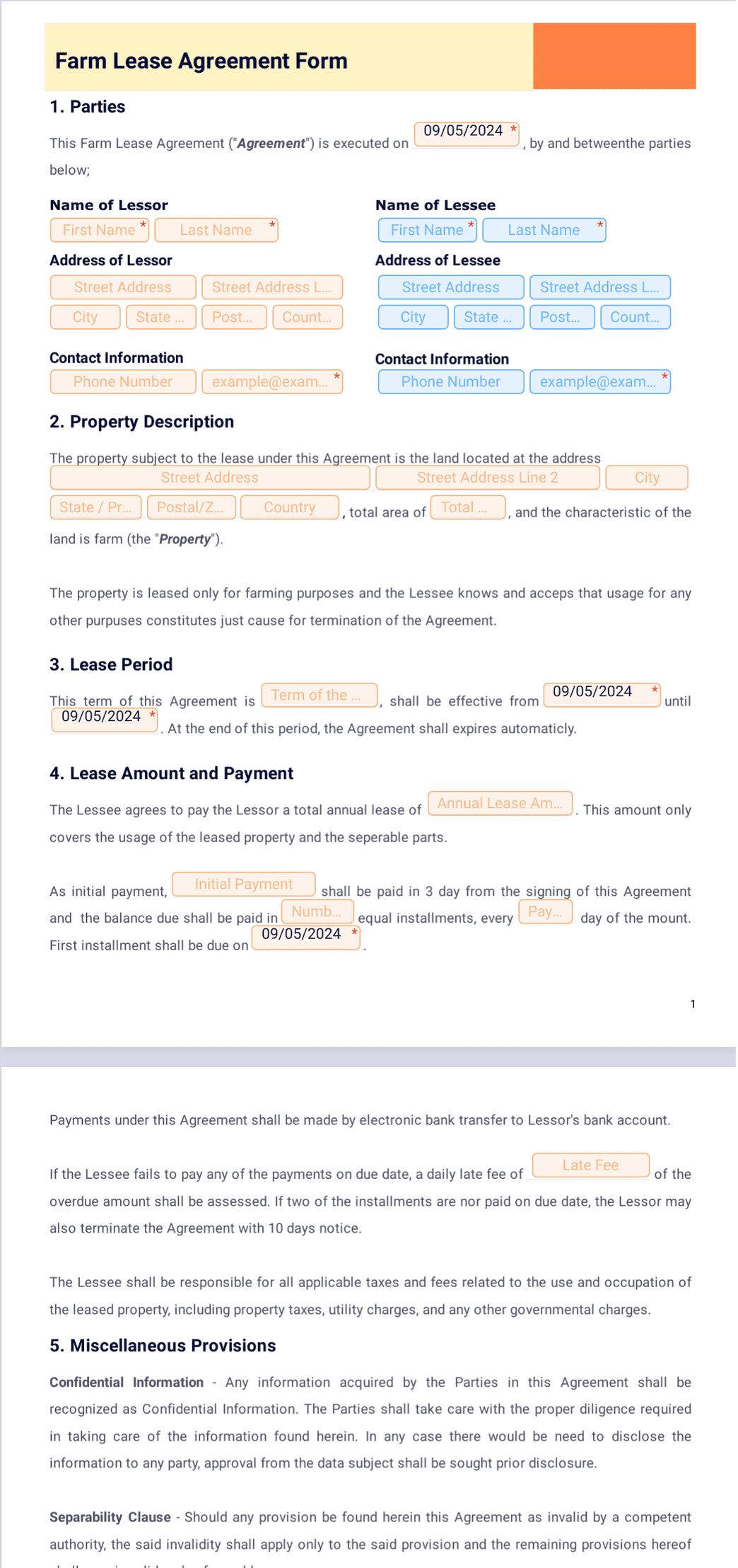 Free Printable Farm Lease Forms