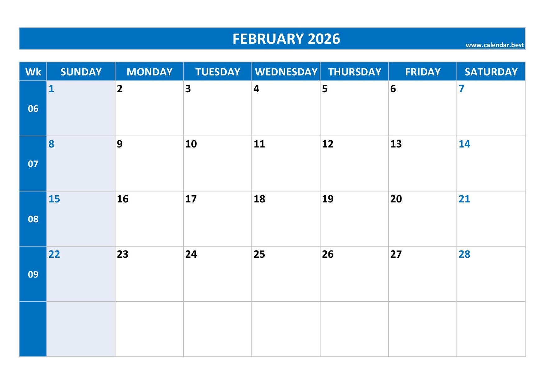February 2026 Calendar
