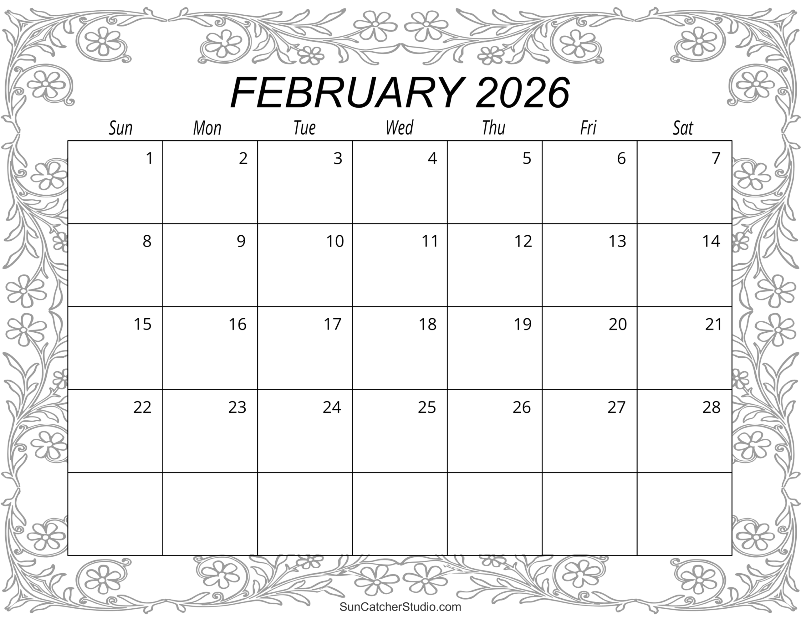 February 2026 Printable Calendar With Holidays