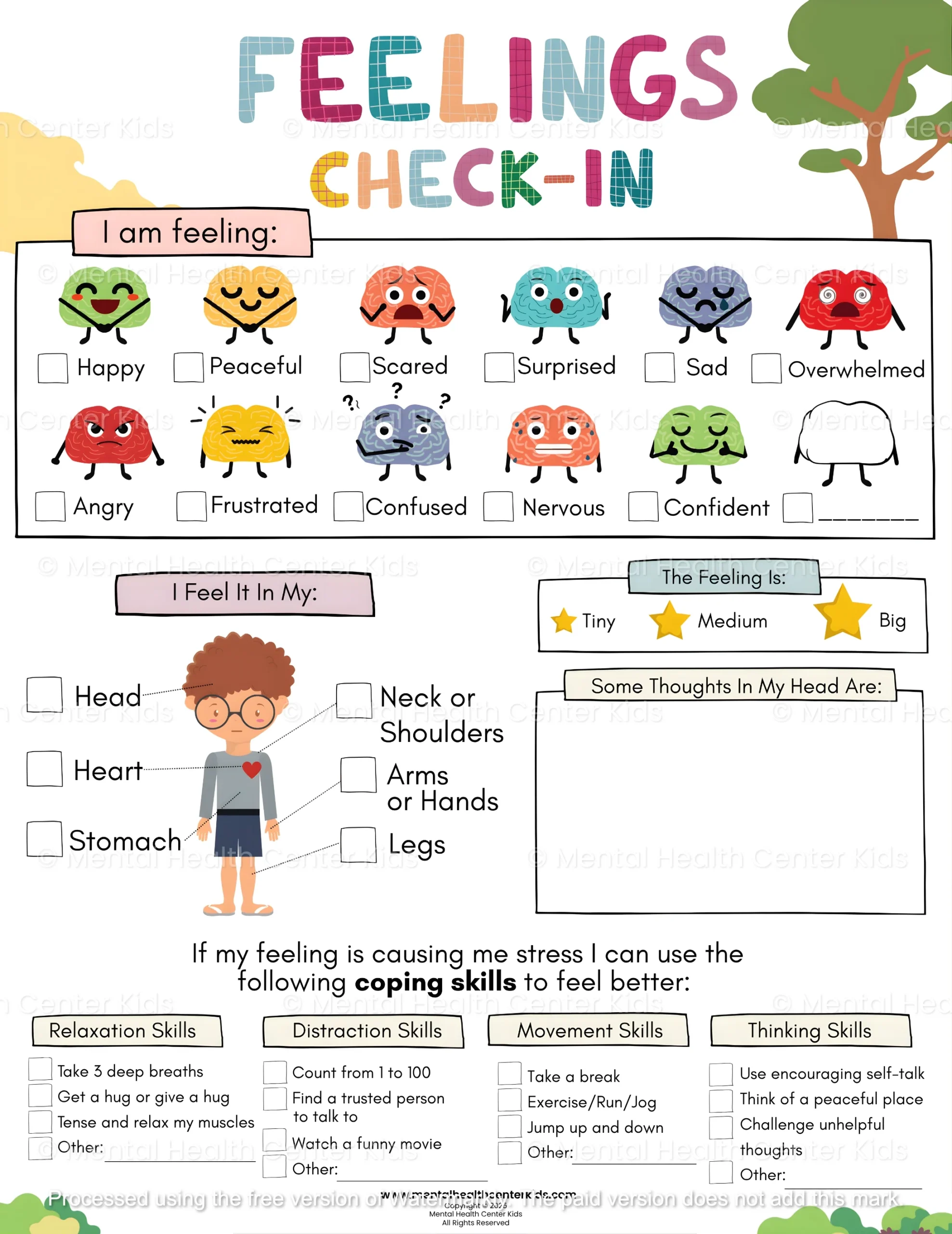 Feelings Check In Worksheet