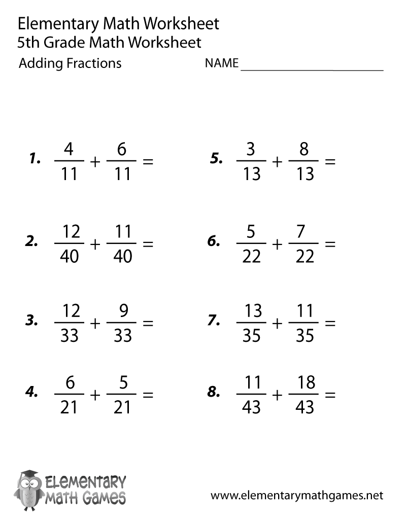 Free Math Printable Worksheets For 5th Grade