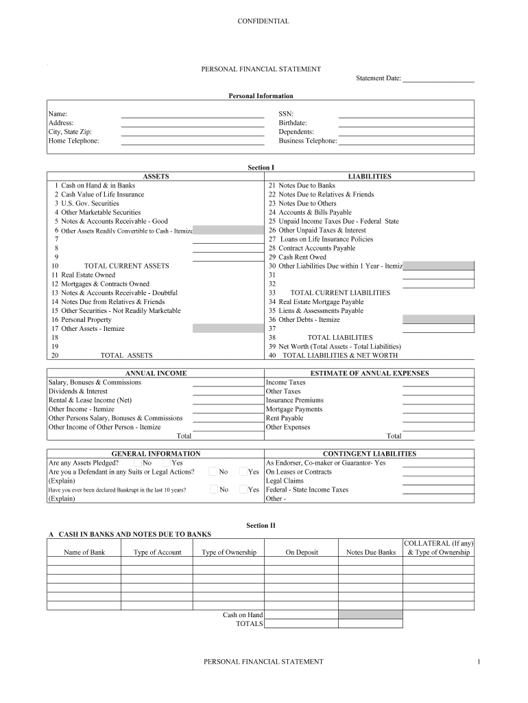 Printable Free Financial Statement Template