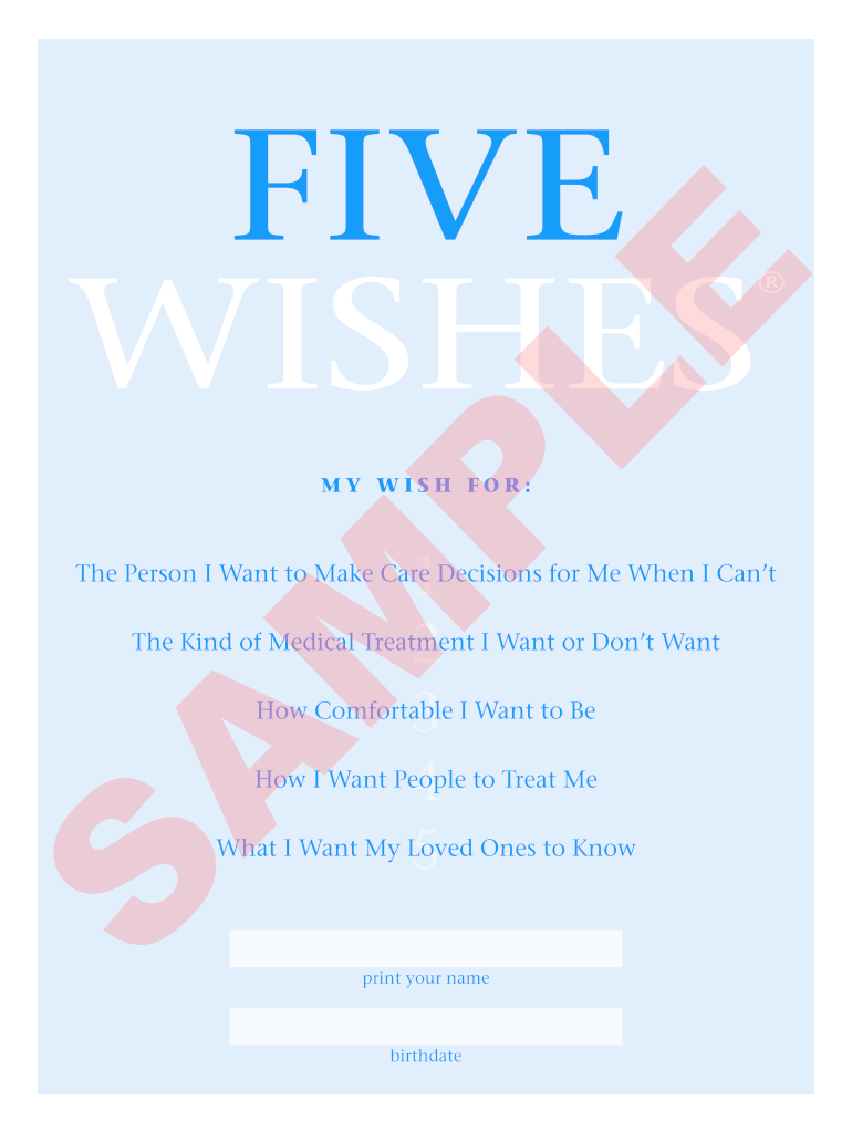 Free Printable 5 Wishes Form