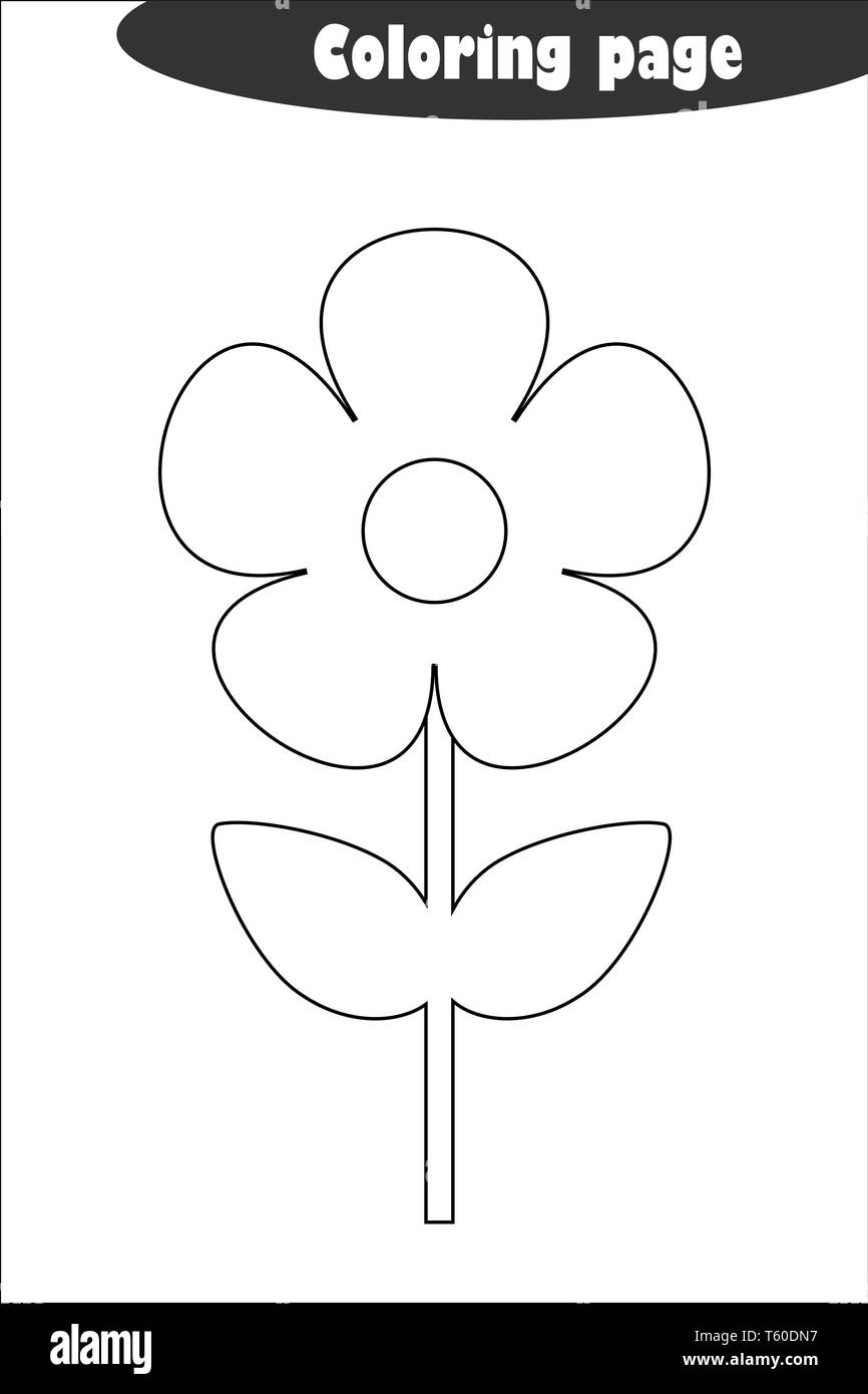 Flower In Cartoon Style Coloring Page Spring Education Paper 