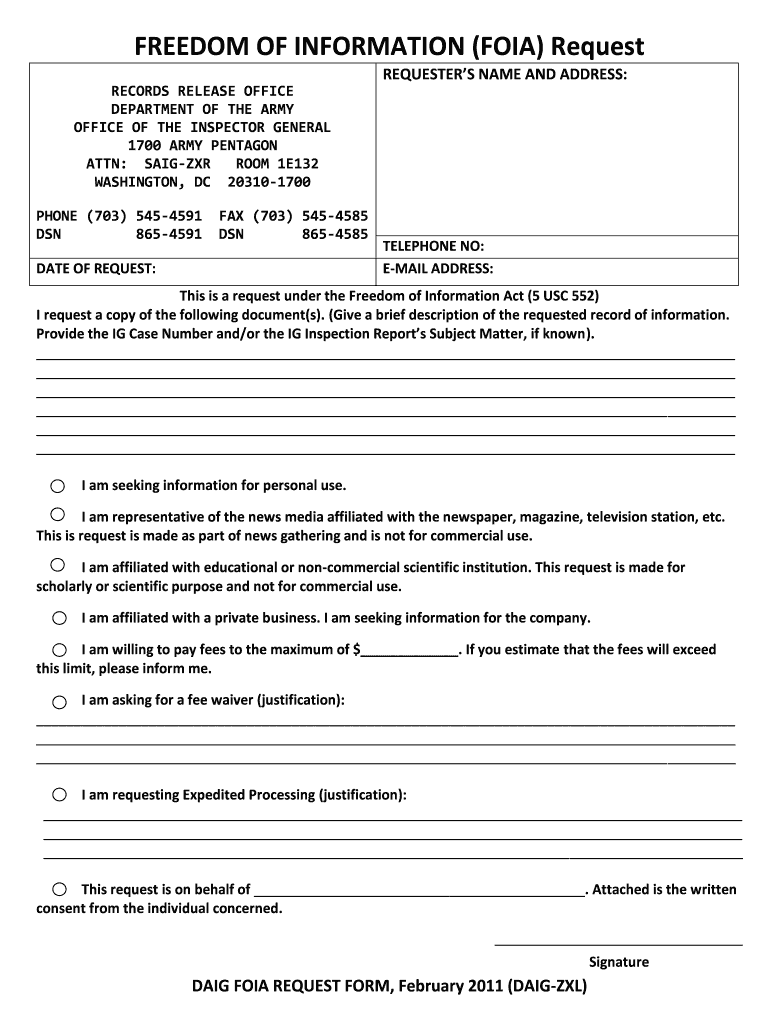 Foia Request Form Fill Out amp Sign Online DocHub