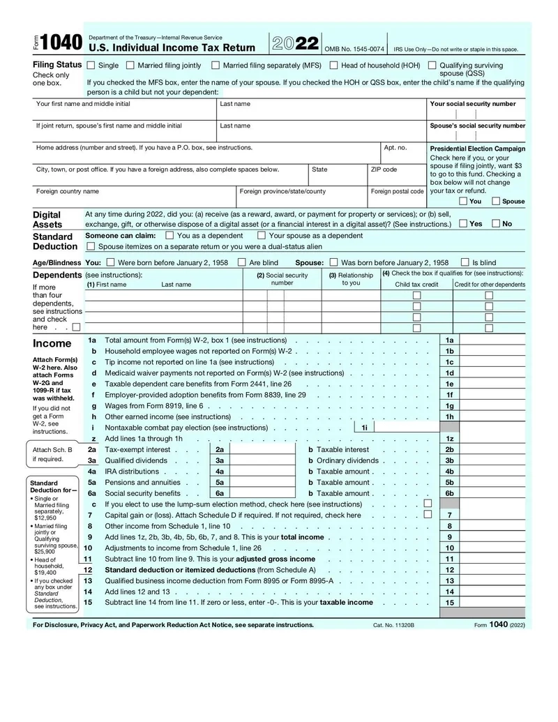 Completed 2022 Tax Forms