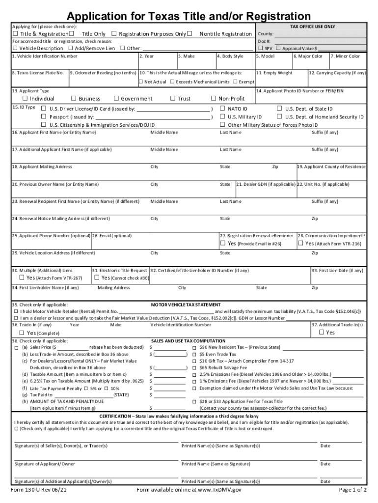 Form 130 U Fill Out amp Sign Online DocHub