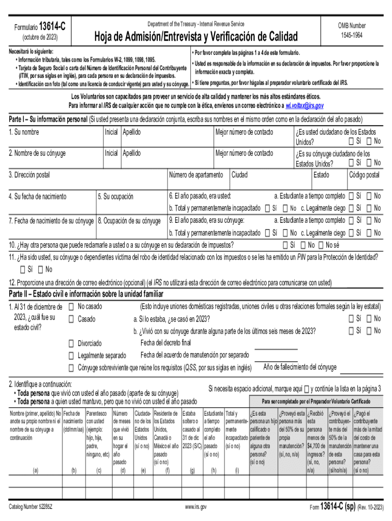 Form 13614 C Spanish Fill Out amp Sign Online DocHub