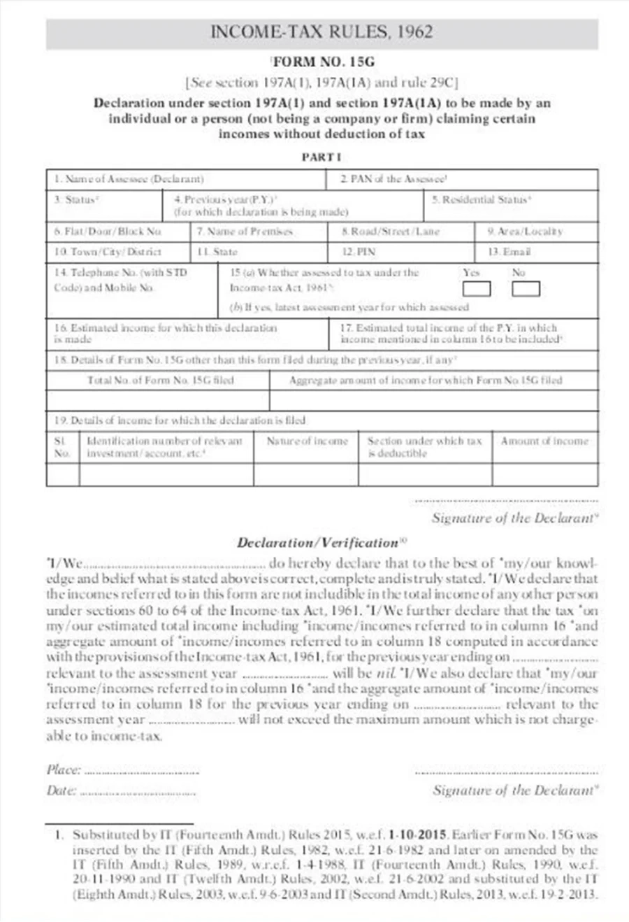 Form 15 H Fillable