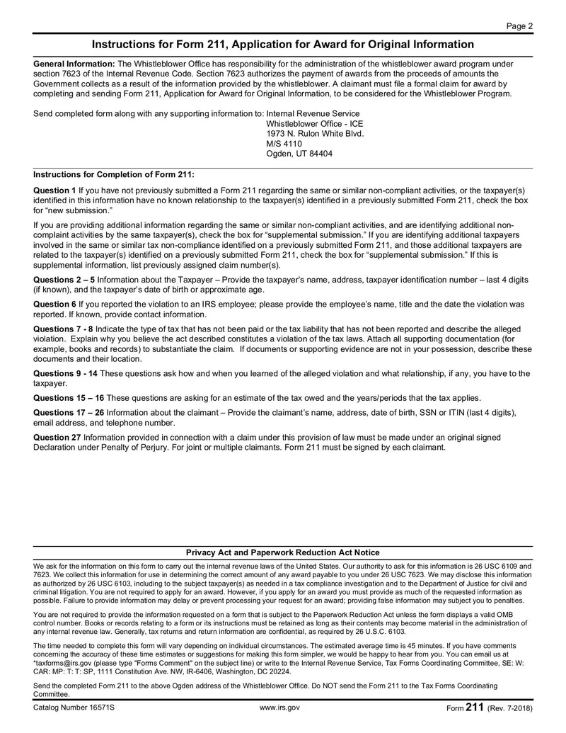 Irs Form 211 Printable