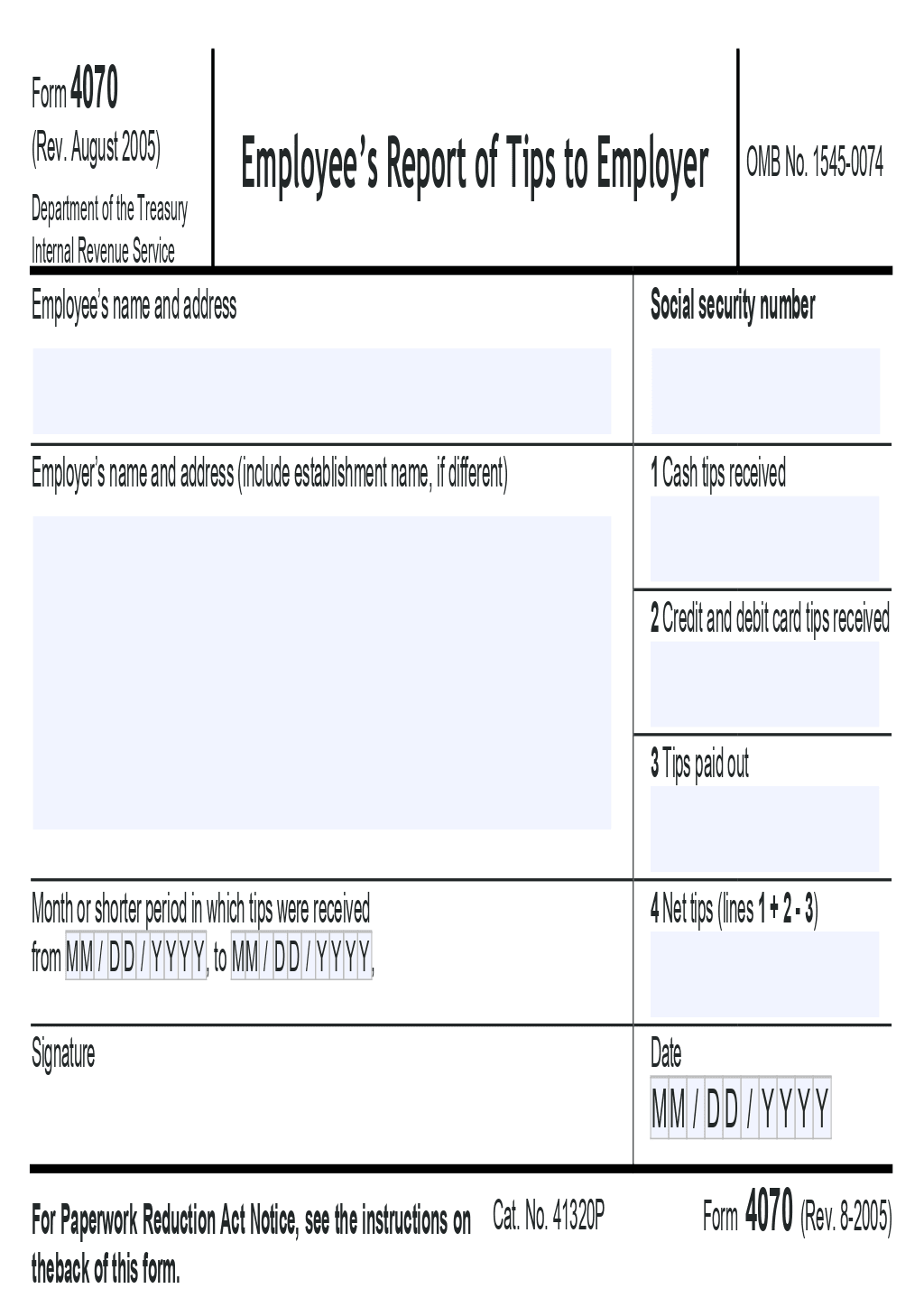 Irs Form 4070 Pdf