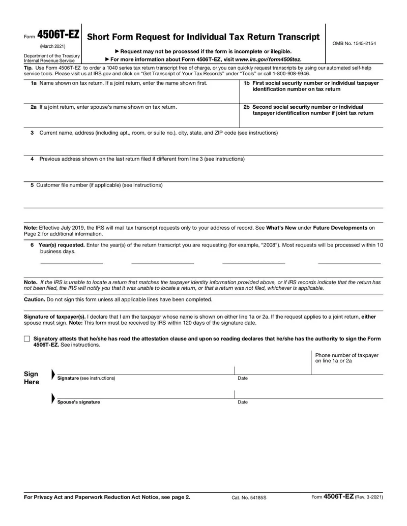 Irs Form 4506-T Fee
