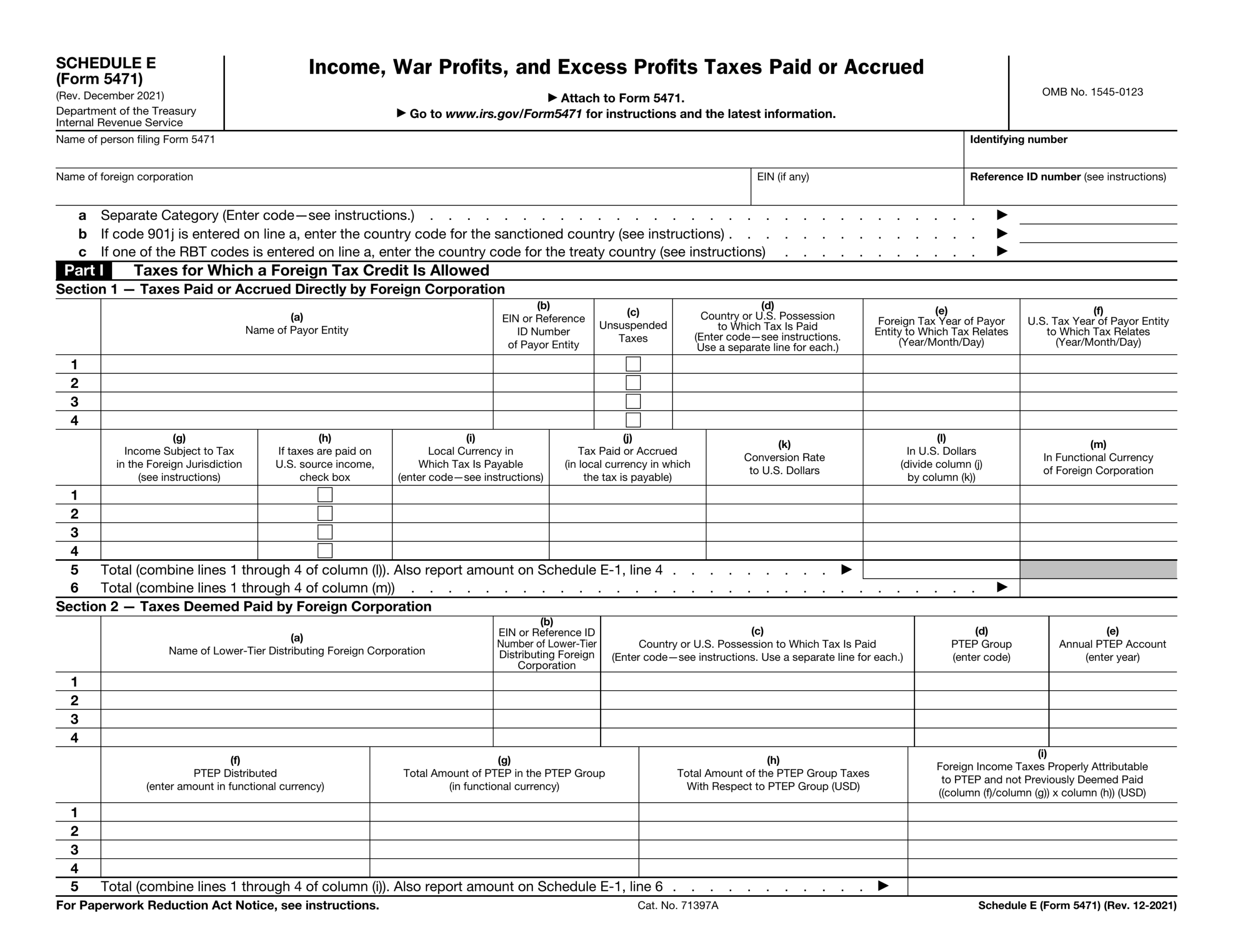 Form 5471 Schedule H Current Earnings And Profits 2024 2025 PDF Guru