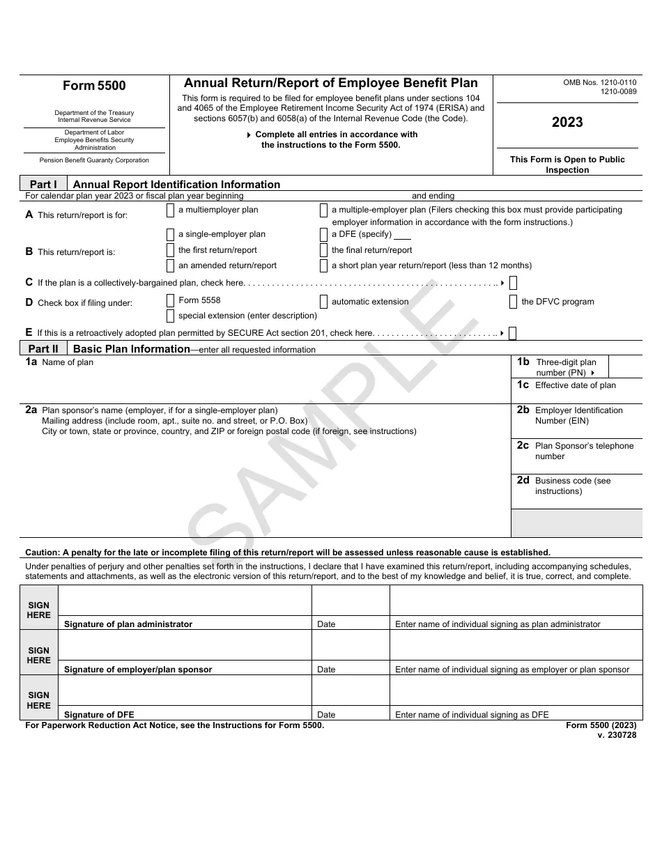Form 5500 Download Fillable PDF Or Fill Online Annual Return 