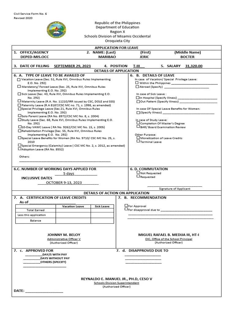 Form 6 Deped Form