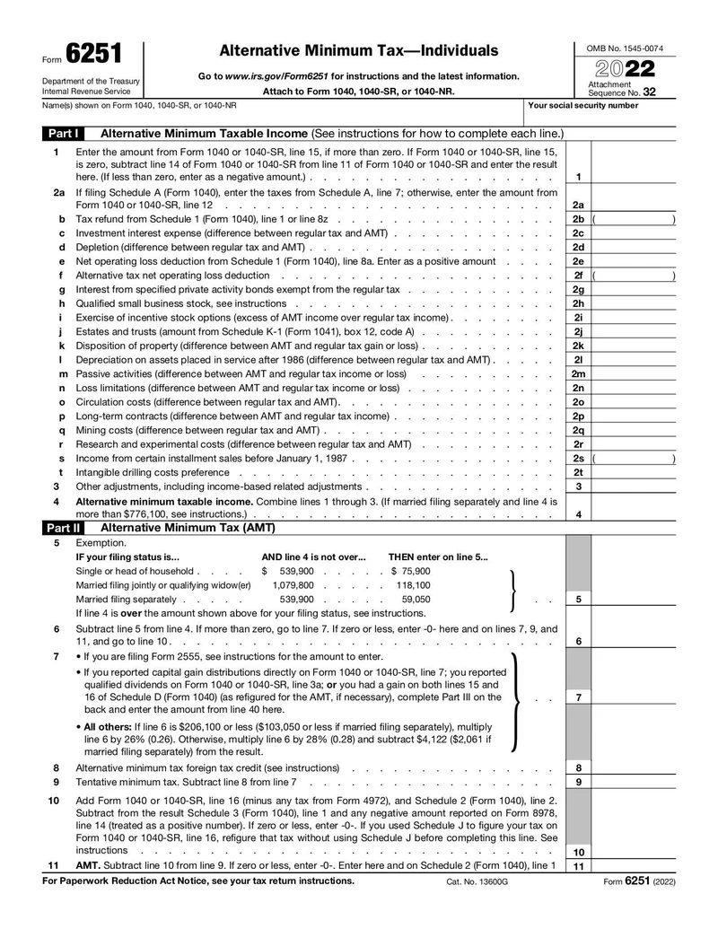 Form 6251 Fill And Sign Online With Lumin