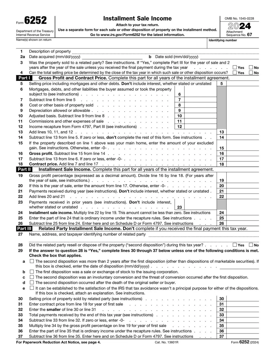 Form 6252 Fill And Sign Online With Lumin