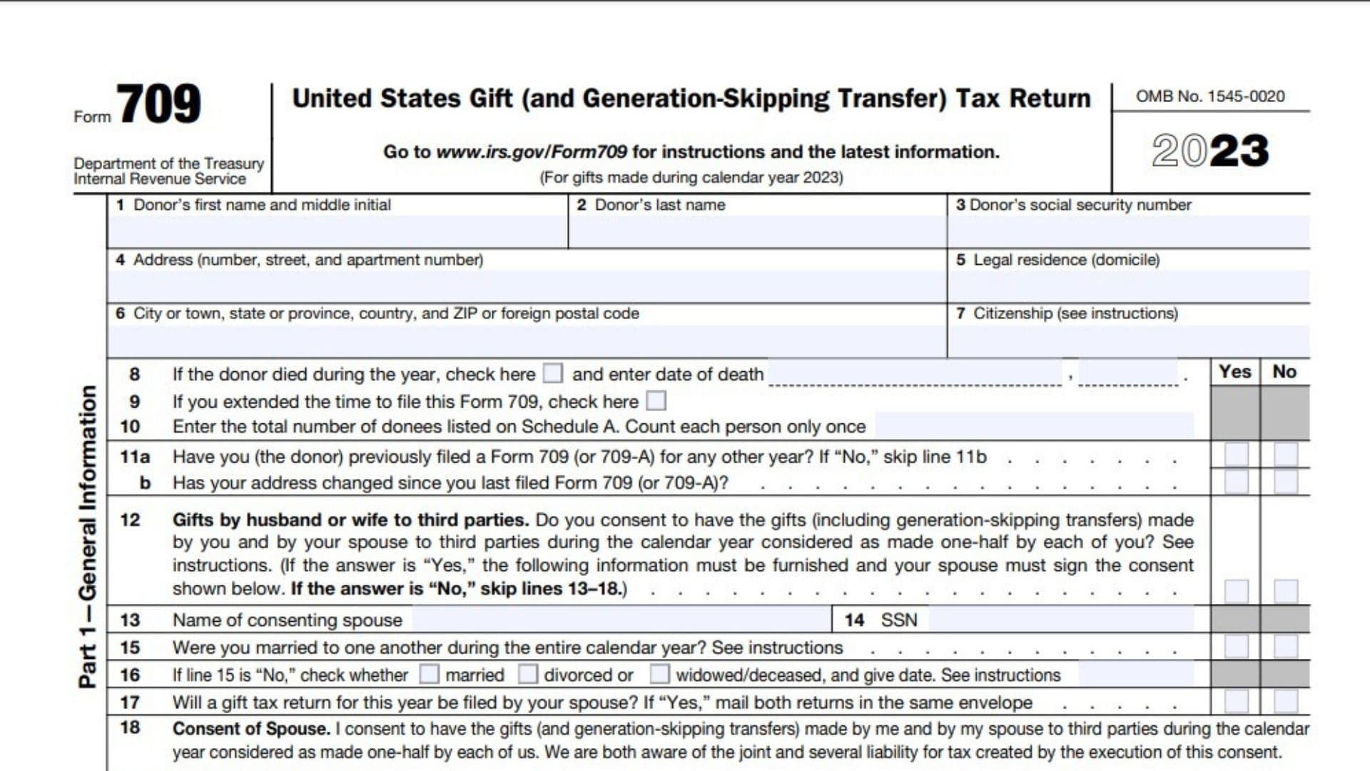 Form 709 Gift Tax Instructions Printable