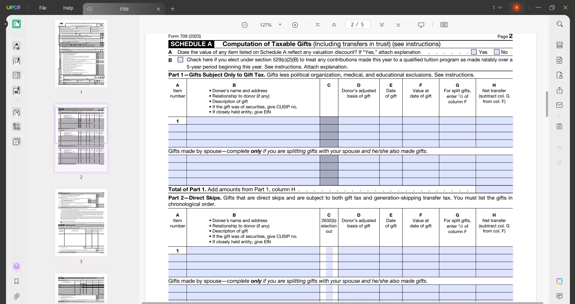 Irs Form 709 For 2023 Printable