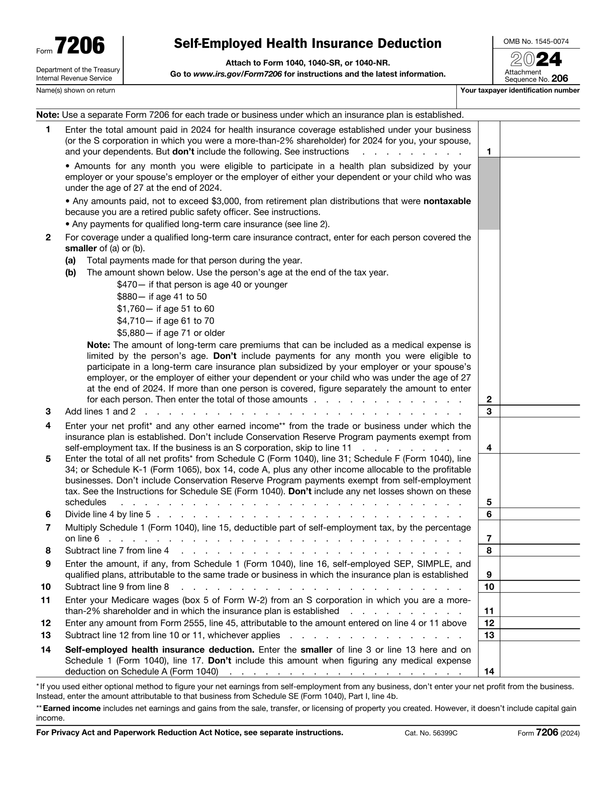 Form 7206 2024 2025 Fill Official Forms Online PDF Guru