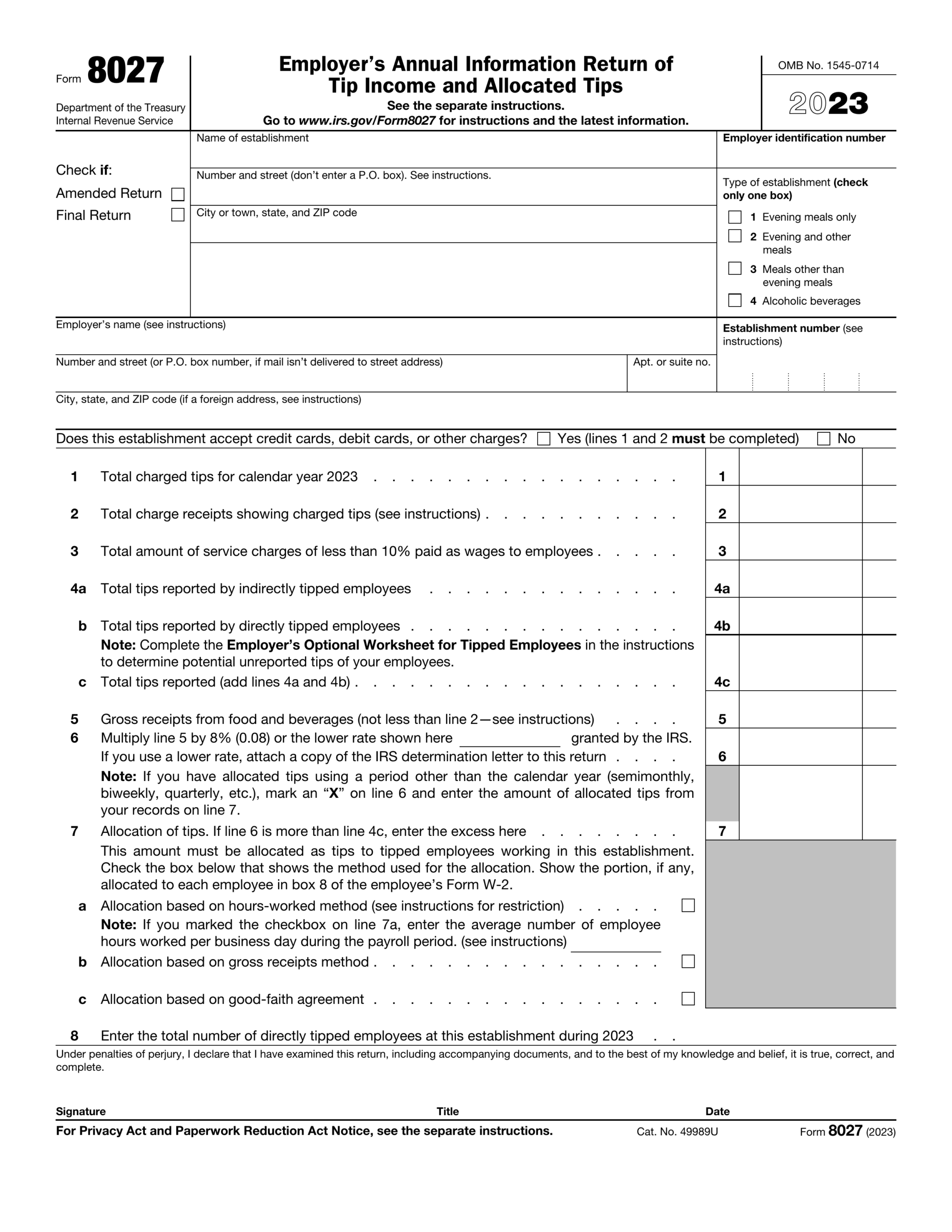 Form 8027 2024 2025 Fill Out Official Forms PDF Guru