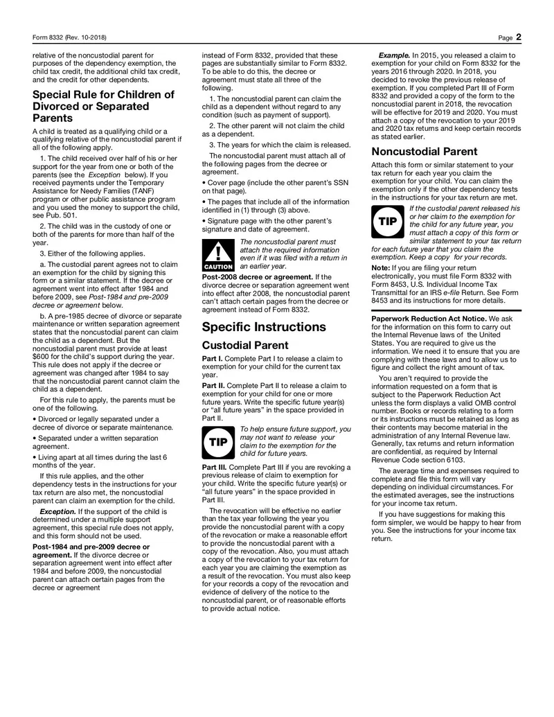 Printable Form 8332