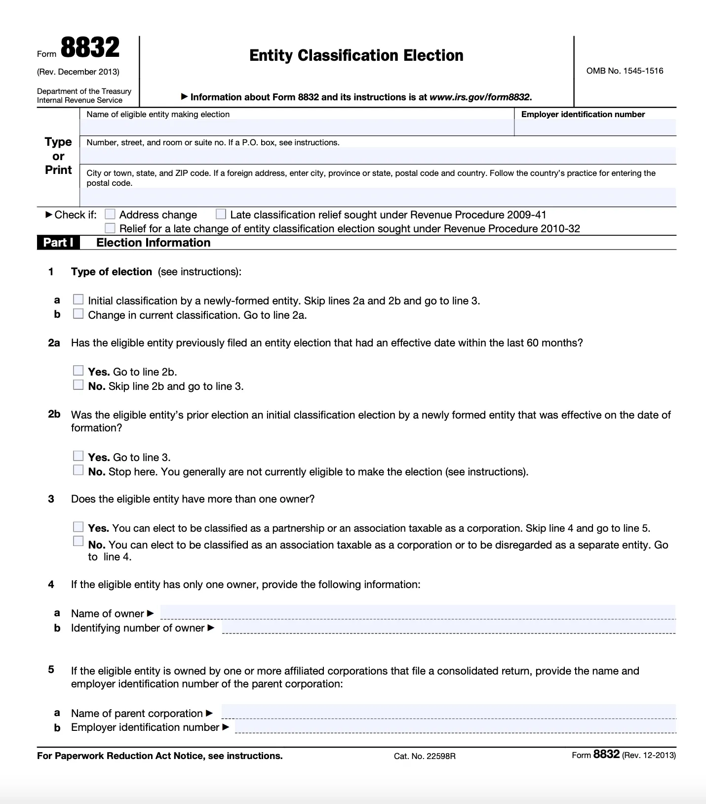 Form 8832 How To File The Forms Square