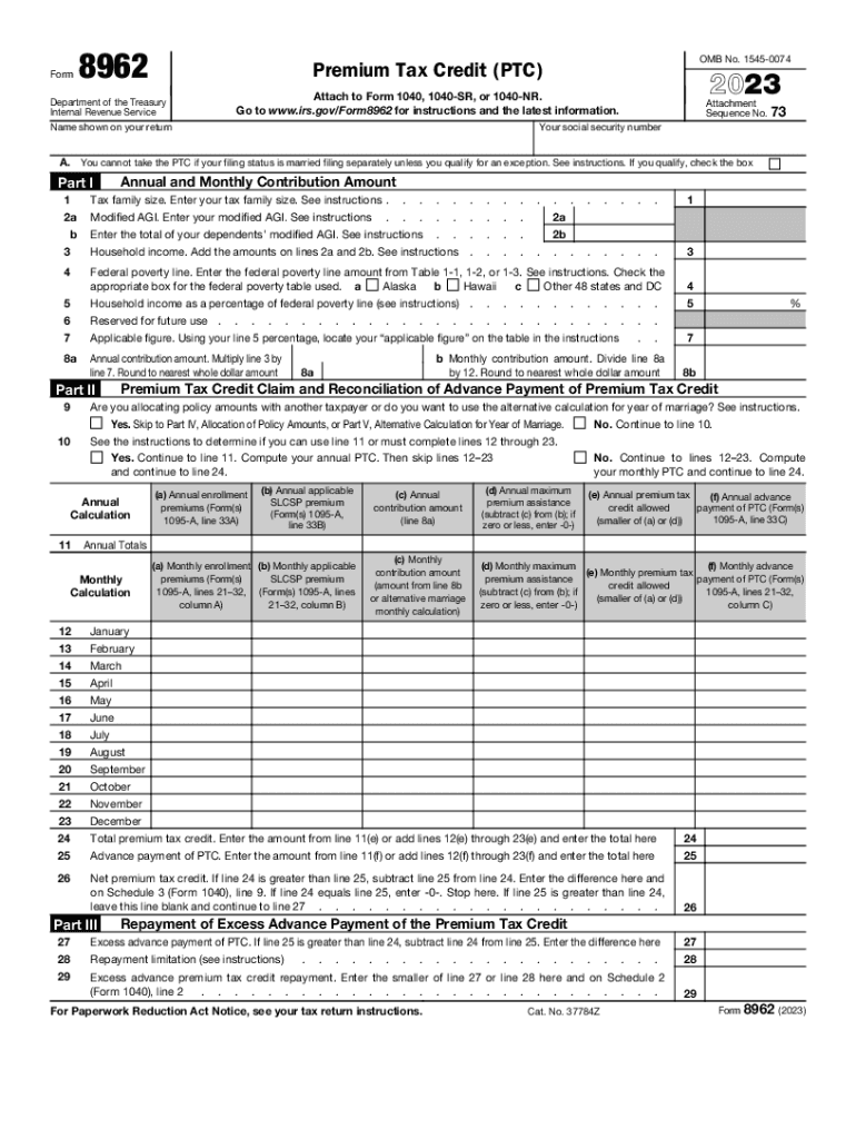 Form 8962 2023 Fill Out amp Sign Online DocHub
